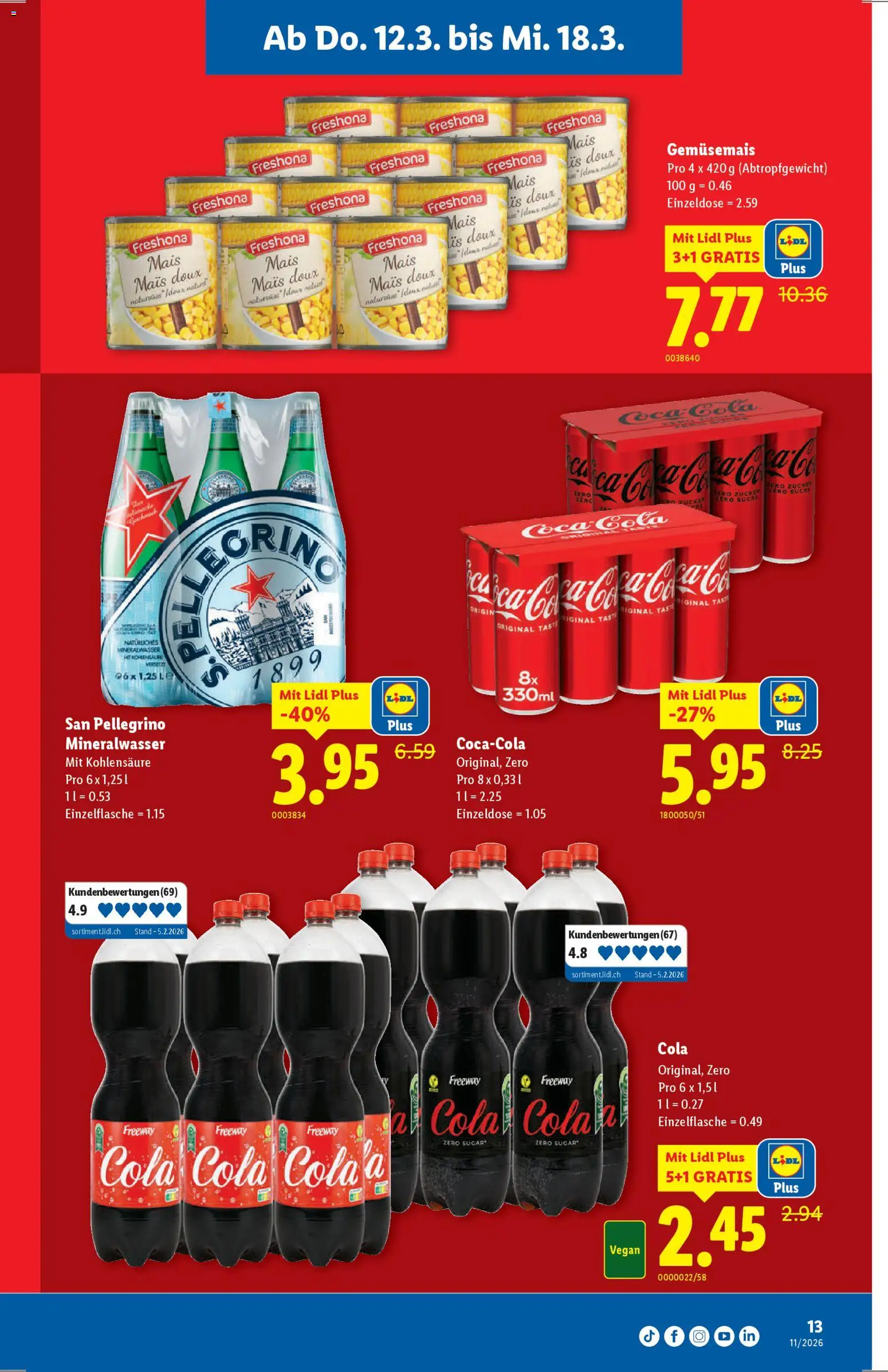 Lidl aktionen – gültig ab 12.03.2026 | Seite: 13 | Produkte: Coca Cola, Mineralwasser