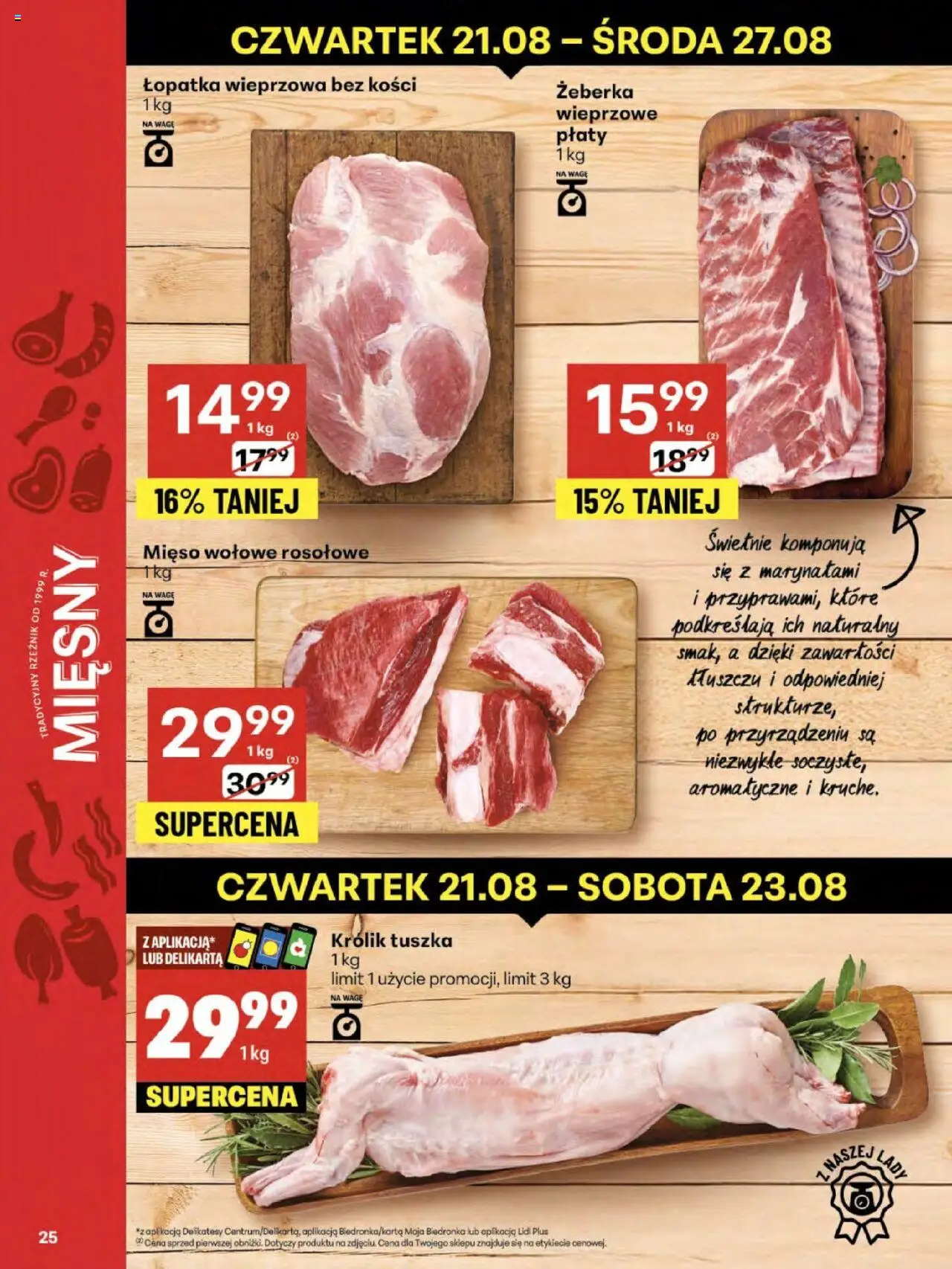 Delikatesy Centrum Gazetka - Sklepy Własne od 21.08.2025 | Strona: 25 | Produkty: Mięso, Delikatesy, Łopatka wieprzowa