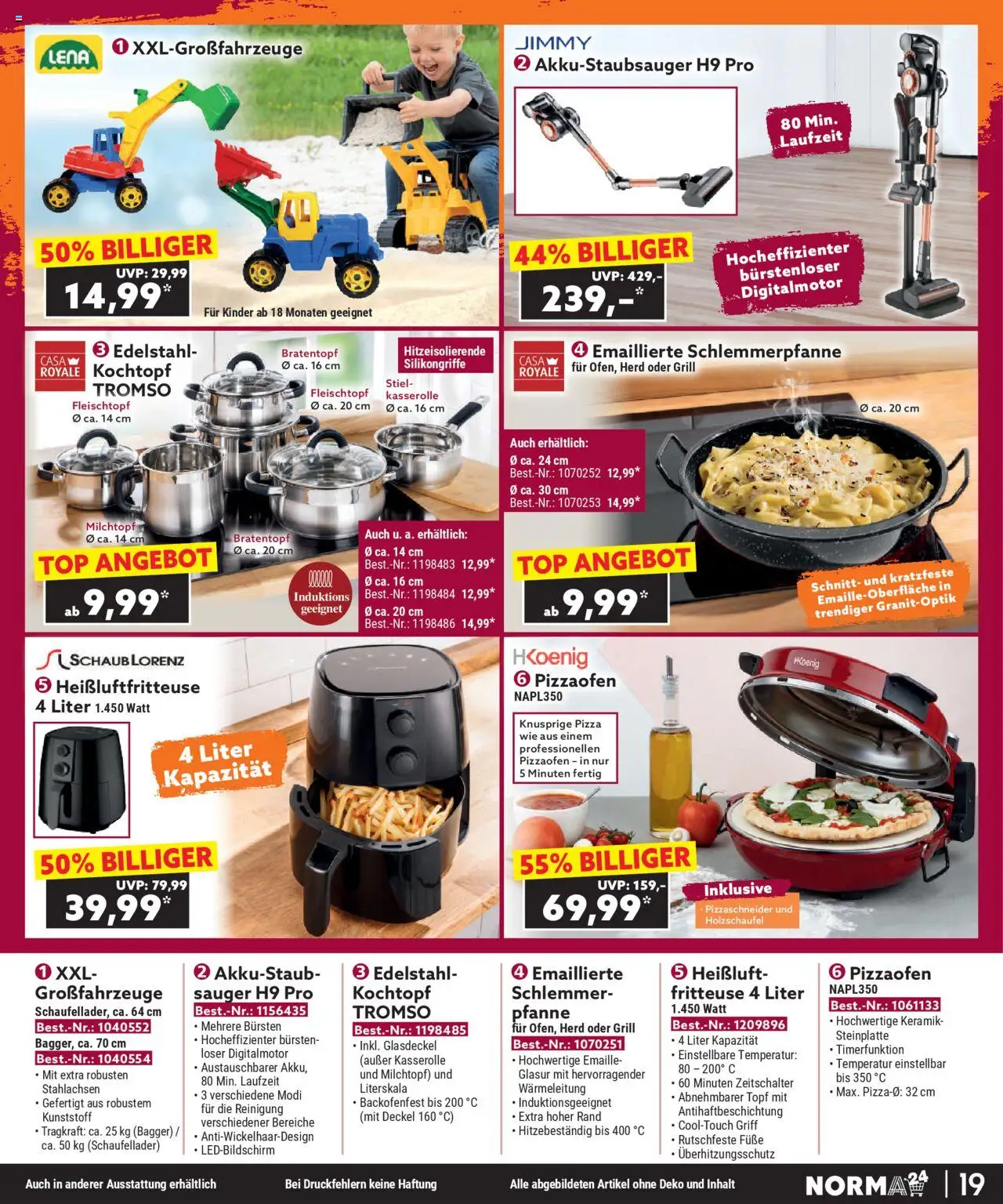 Norma - Bestellmagazin gültig ab 01.08.2025 | Seite: 19 | Produkte: Herd, Grill, Pizza