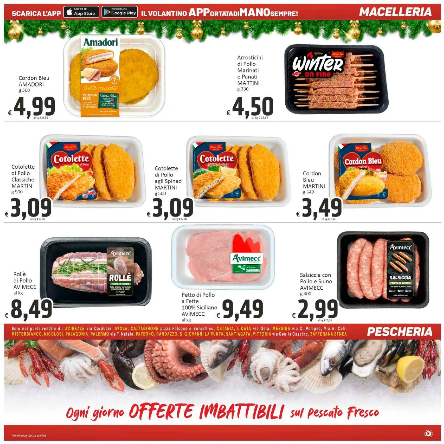 Volantino Paghi Poco del 12.12.2025 | Pagina: 9 | Prodotti: Suino, Tacchino, Spinaci, Scaffale