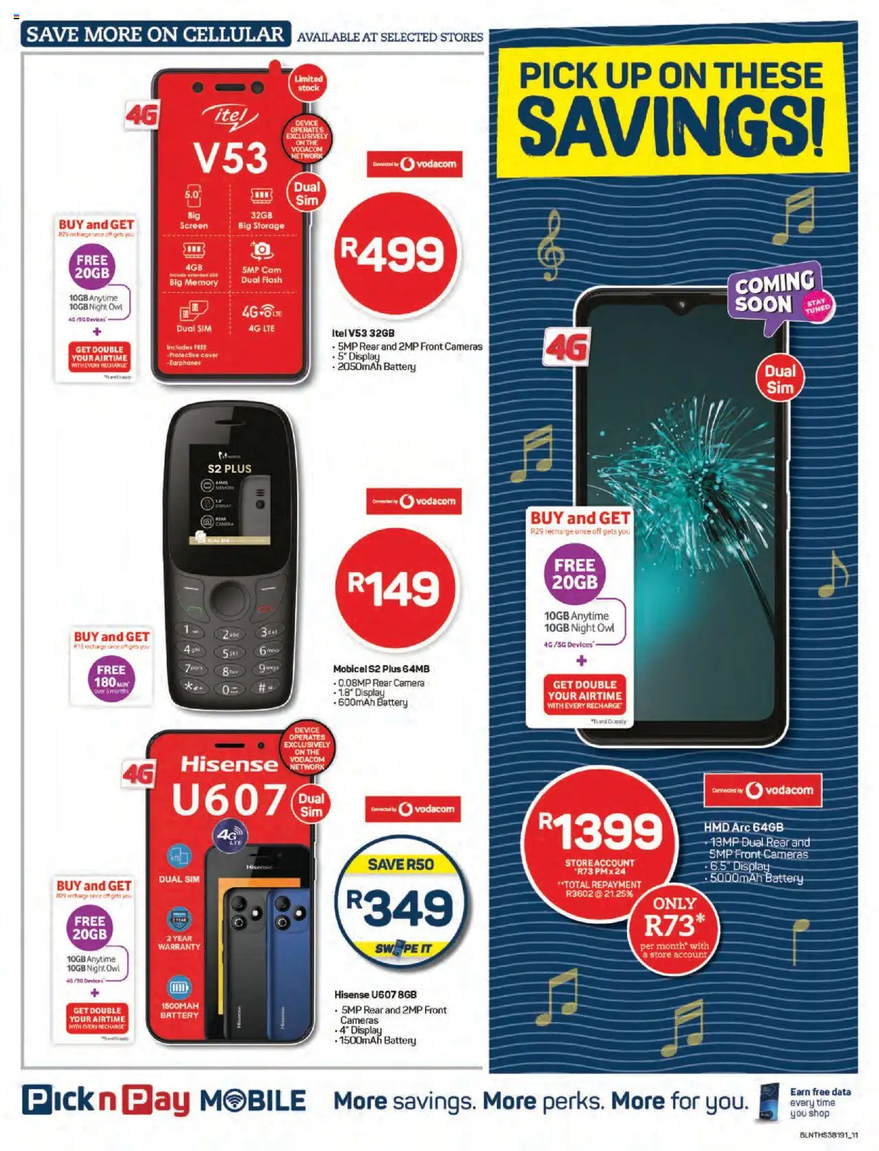 Pick n Pay - Cellular Specials │ valid from 11.08.2025 | Page: 11 | Products: Sim, Earphones, Camera, Battery