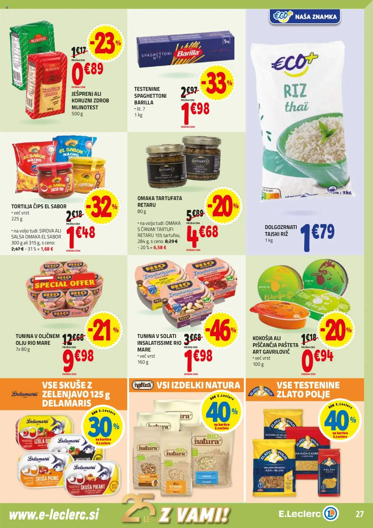 E.leclerc katalog │ velja od 13.08.2025 | Stran: 27 | Izdelki: Pašteta, Testenine, Cips, Omaka
