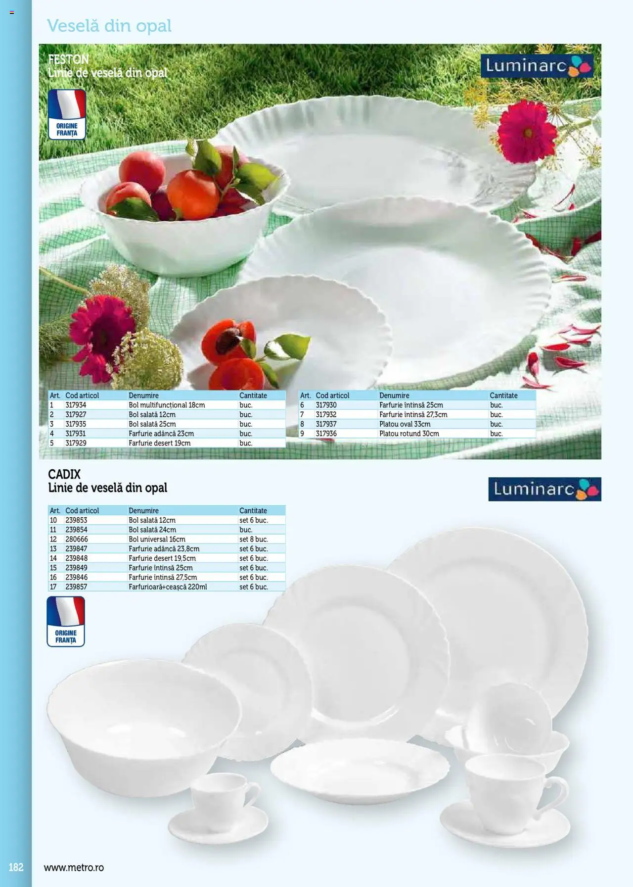 Noul catalog Metro – valabil de la 17.09.2025 | Pagină: 182 | Produse: Bol, Farfurie, Salată