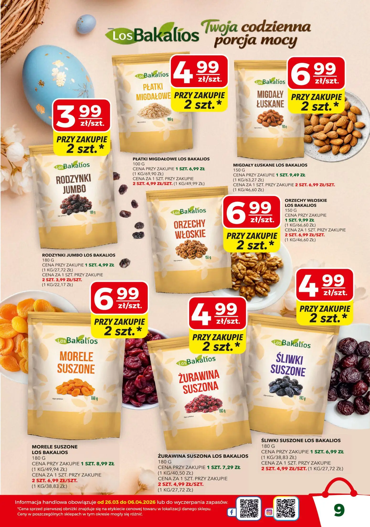 Top Market gazetka od 26.03.2026 | Strona: 9 | Produkty: Orzechy włoskie, Morele, Żurawina, Płatki migdałowe