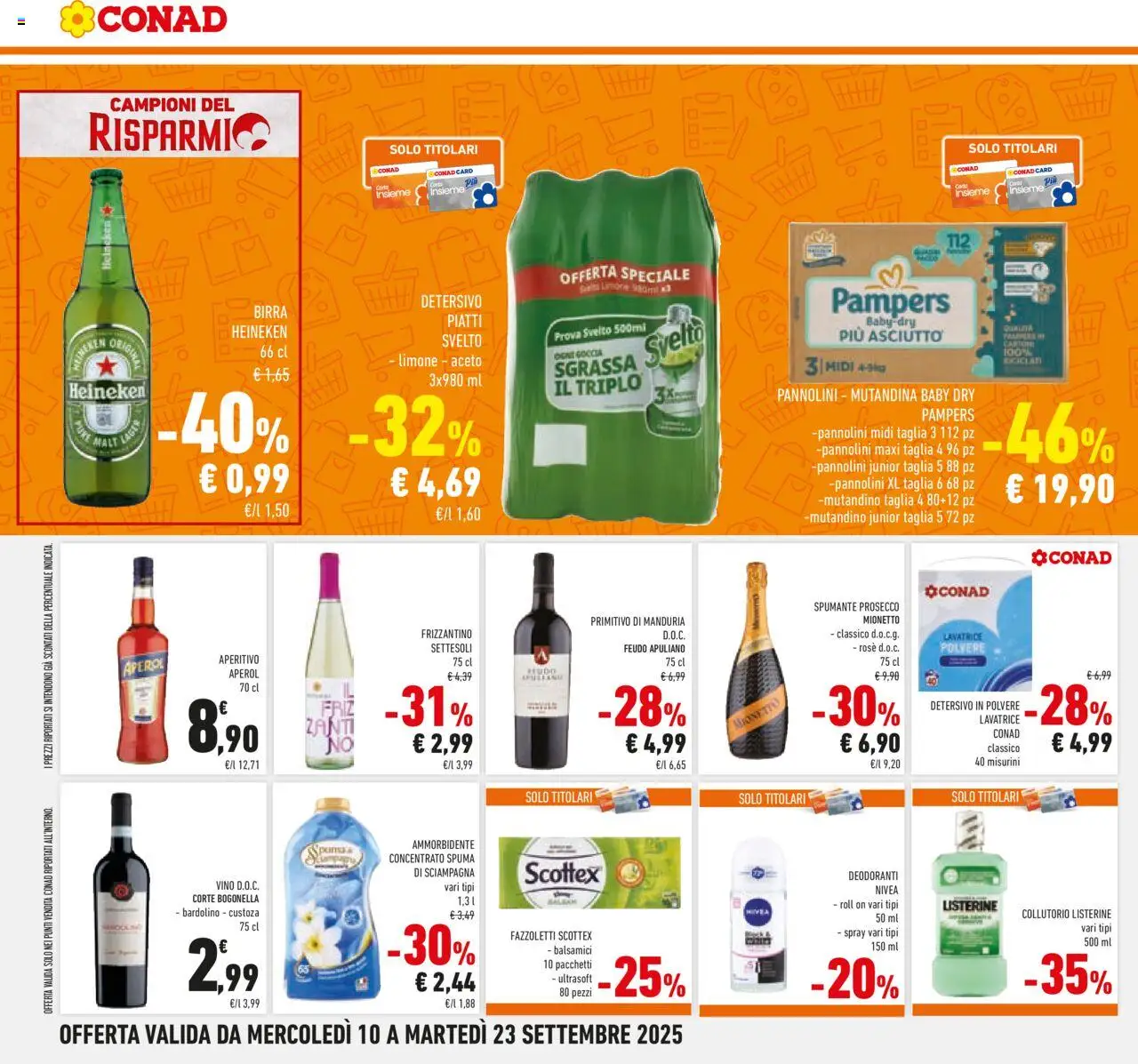 Volantino Conad del 10.09.2025 | Pagina: 26 | Prodotti: Fazzoletti, Limone, Spumante, Aceto