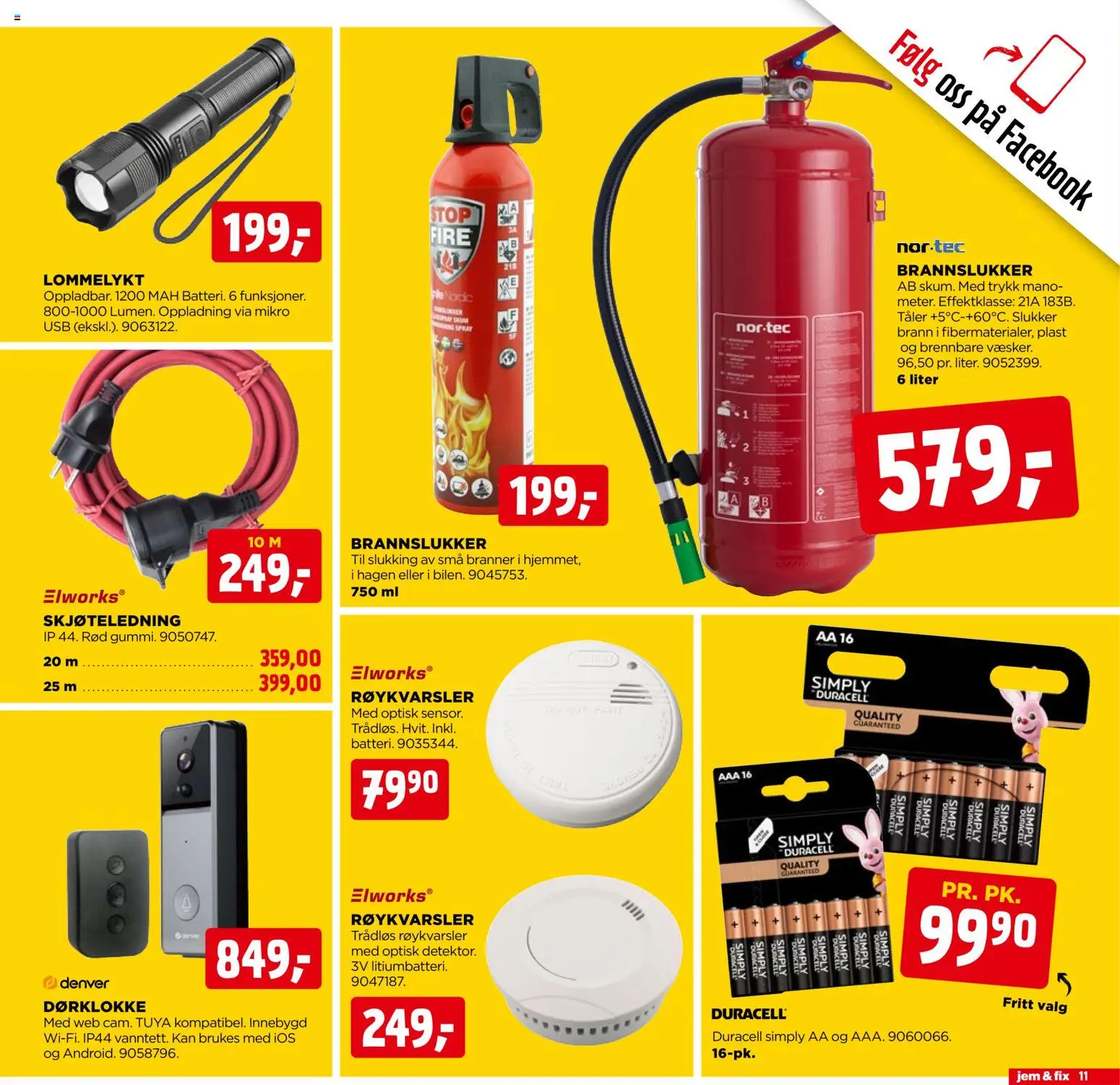 {H1} | Side: 11 | Produkter: Røykvarsler, Skjøteledning, Lommelykt, Usb