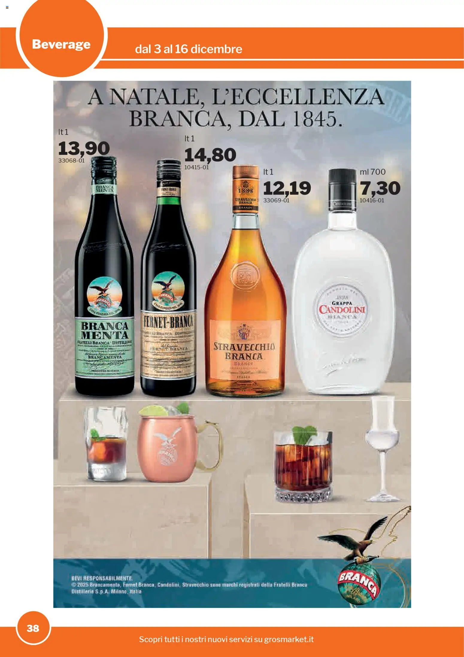 Volantino Sogegross del 03.12.2025 | Pagina: 38 | Prodotti: Menta, Grappa, Brandy