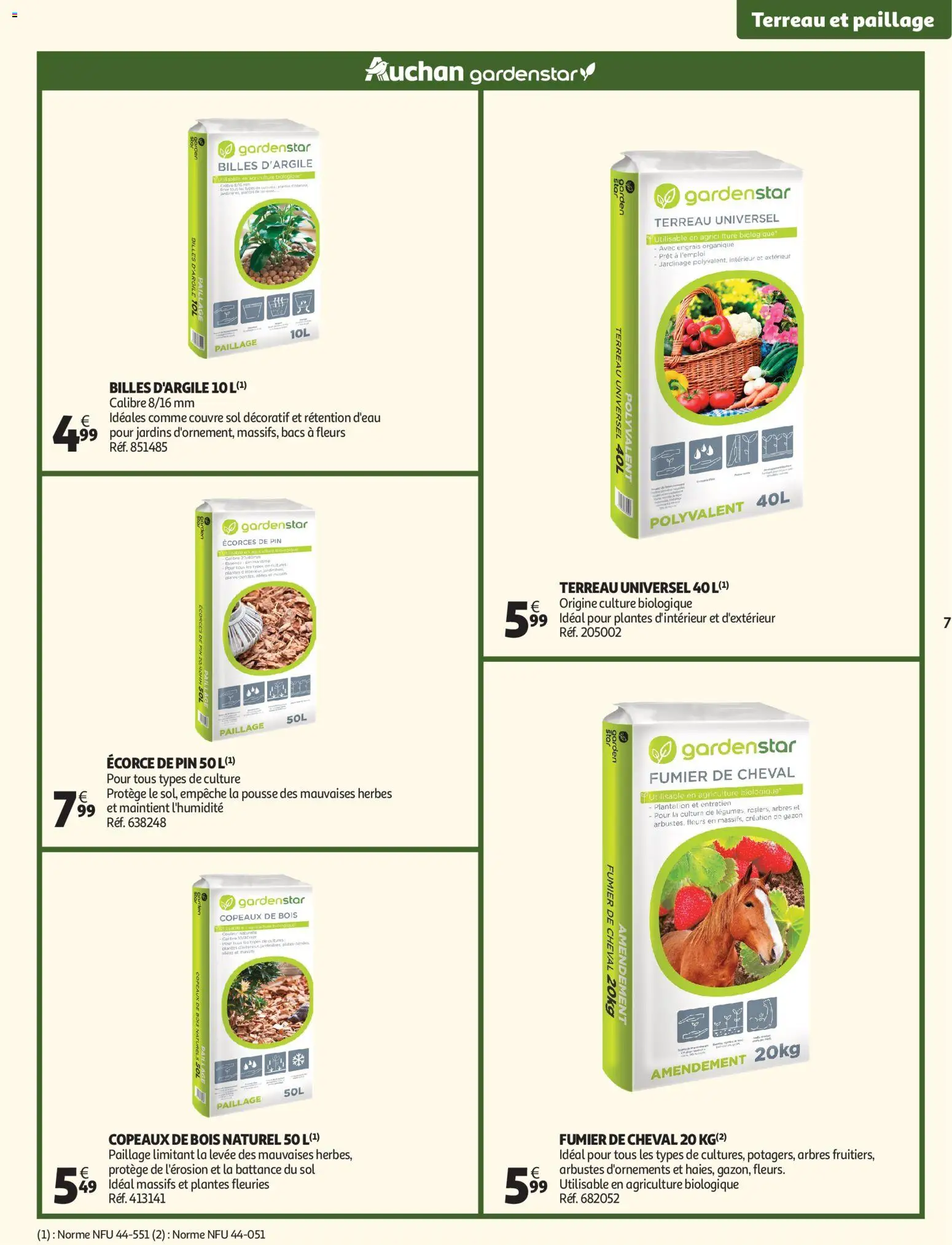 {H1} | Page: 7 | Produits: Écorces de pin, Fumier De Cheval, Plantes, Copeaux de bois