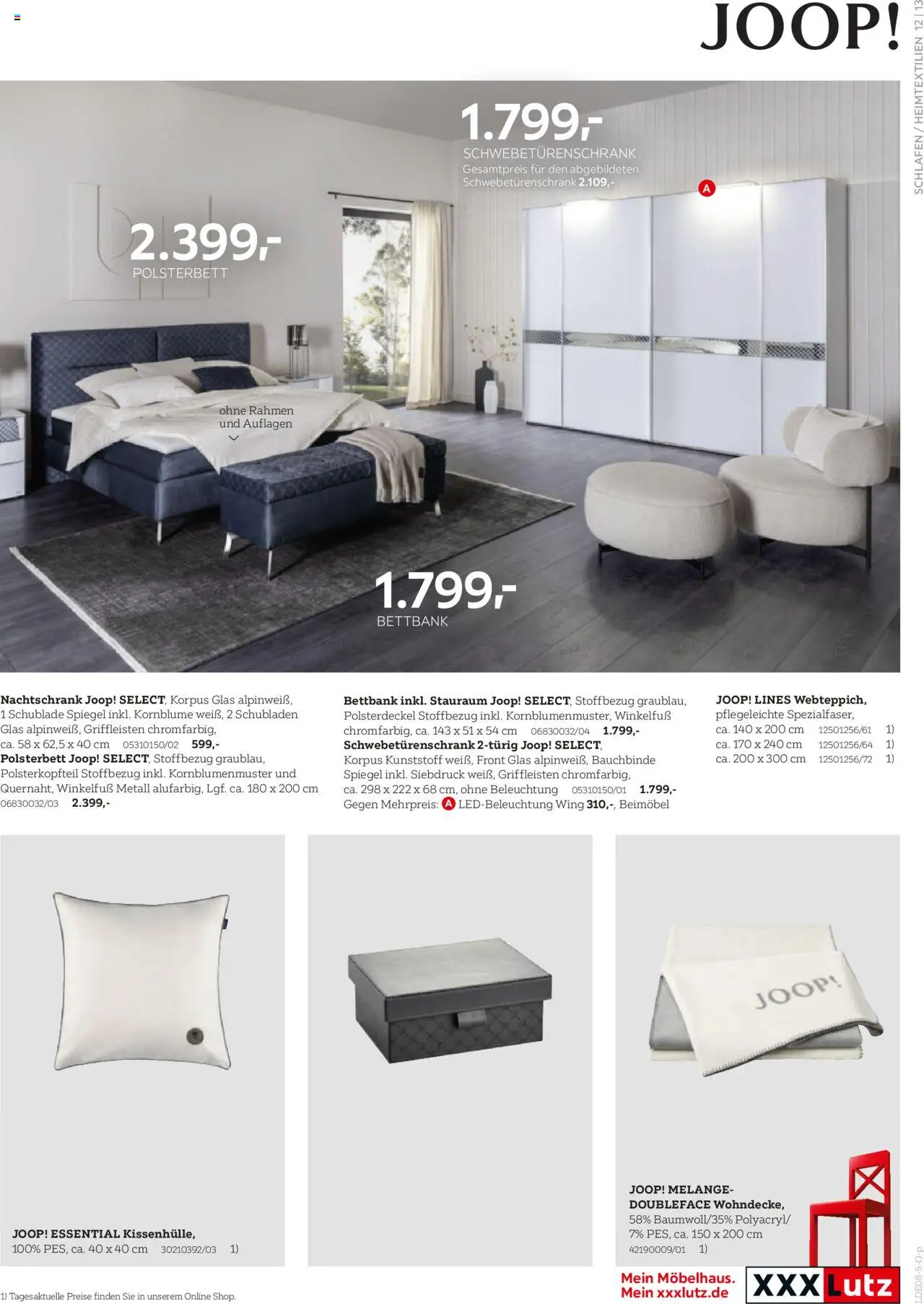 XXXL Lutz Home Collections - gültig ab dem 18.08.2025 | Seite: 13 | Produkte: Schwebetürenschrank, Polsterbett, Spiegel