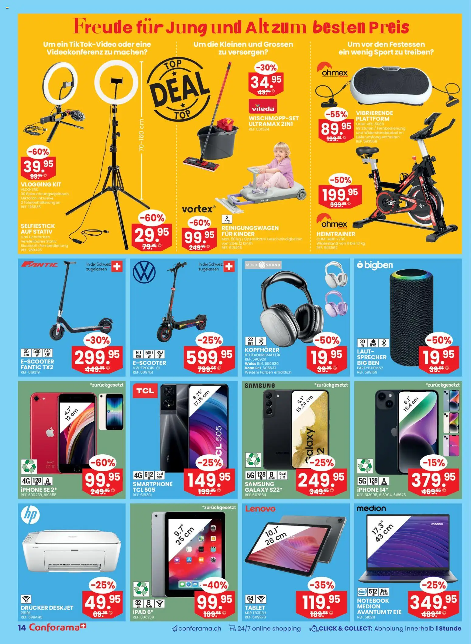 Conforama Aktionen Singles – gültig ab 05.11.2025 | Seite: 14 | Produkte: Heimtrainer, Drucker, Kopfhörer, Samsung