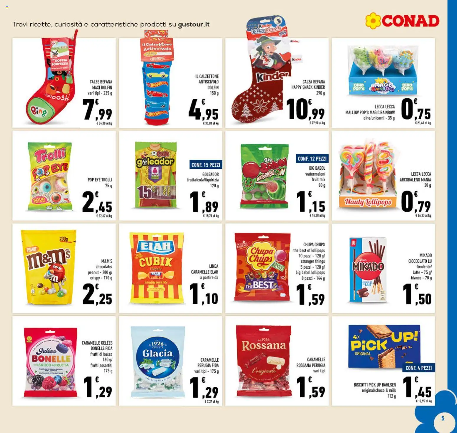 Volantino Conad del 27.12.2025 | Pagina: 5 | Prodotti: Succo, Caramelle, Biscotti, Latte