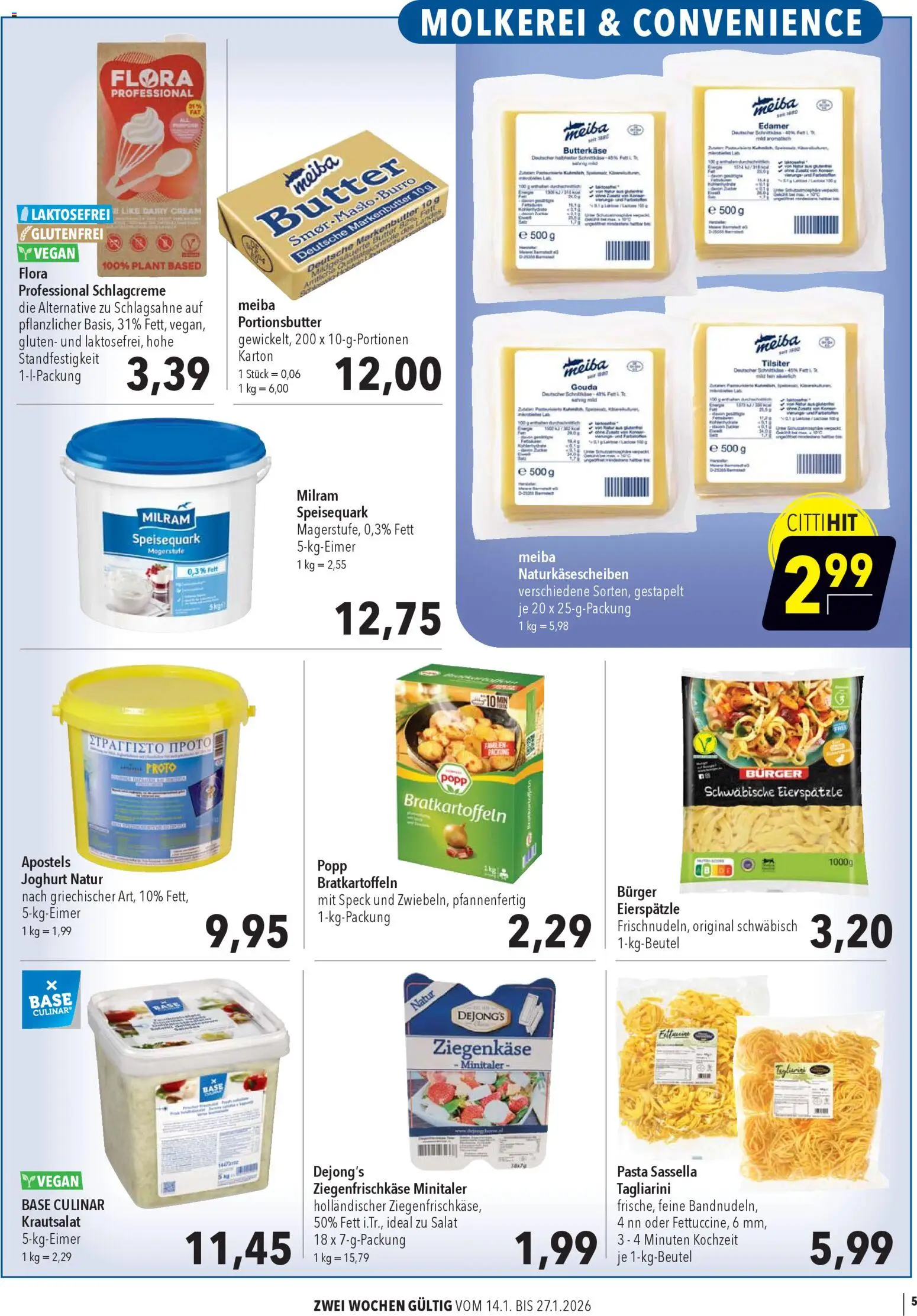 CITTI Markt Aktuelle Angebote für Profis – gültig ab 14.01.2026 | Seite: 5 | Produkte: Butter, Joghurt, Milram, Pasta