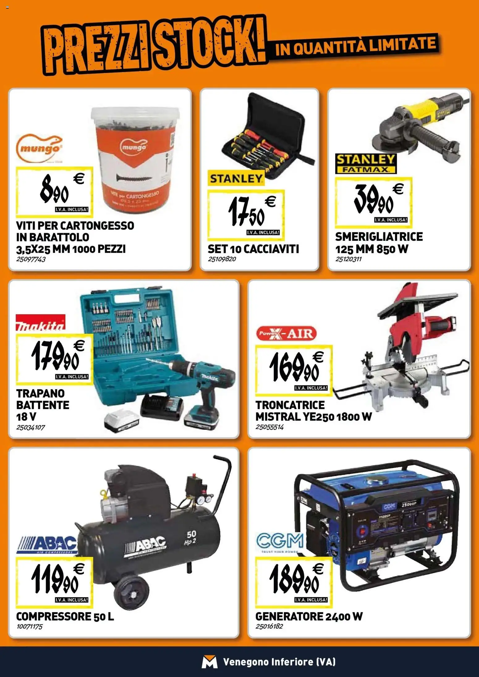 Volantino TECNOMAT del 22.01.2026 | Pagina: 16 | Prodotti: Compressore, Trapano, Generatore, Smerigliatrice