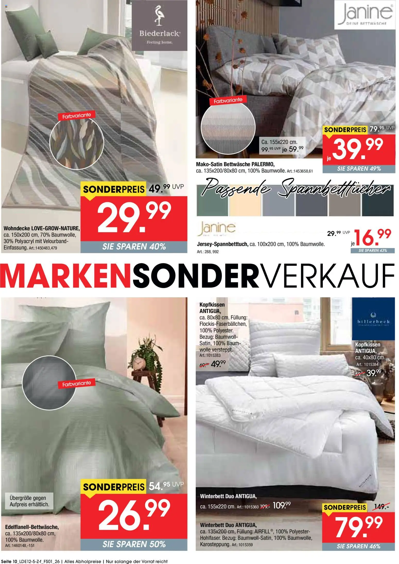 Zurbrüggen Marken-Sonderverkauf – gültig ab 06.12.2025 | Seite: 10 | Produkte: Bettwäsche, Kopfkissen