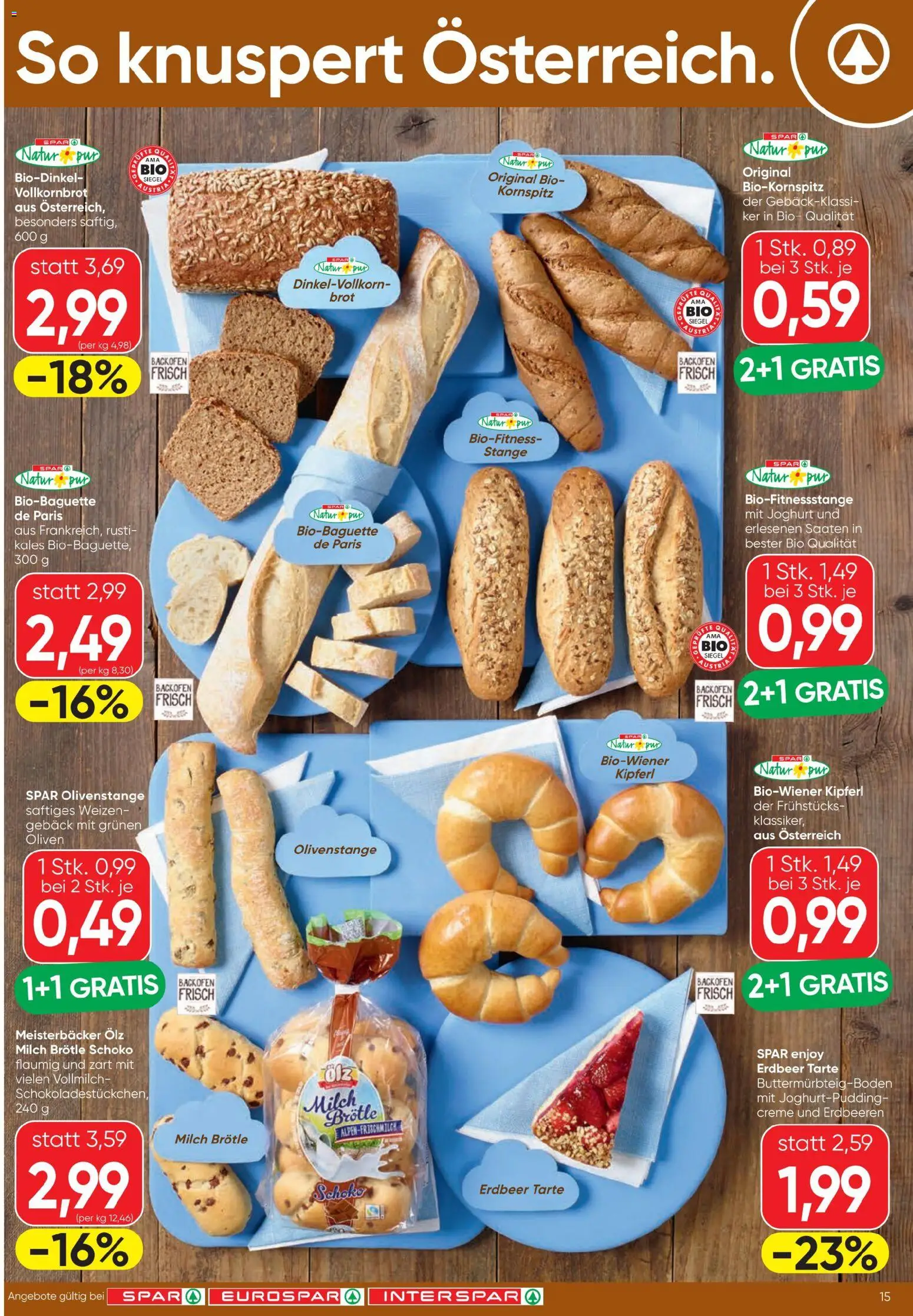 Spar - Flugblatt gültig ab 23.04.2026 | Seite: 15 | Produkte: Erdbeeren, Creme, Joghurt, Brot