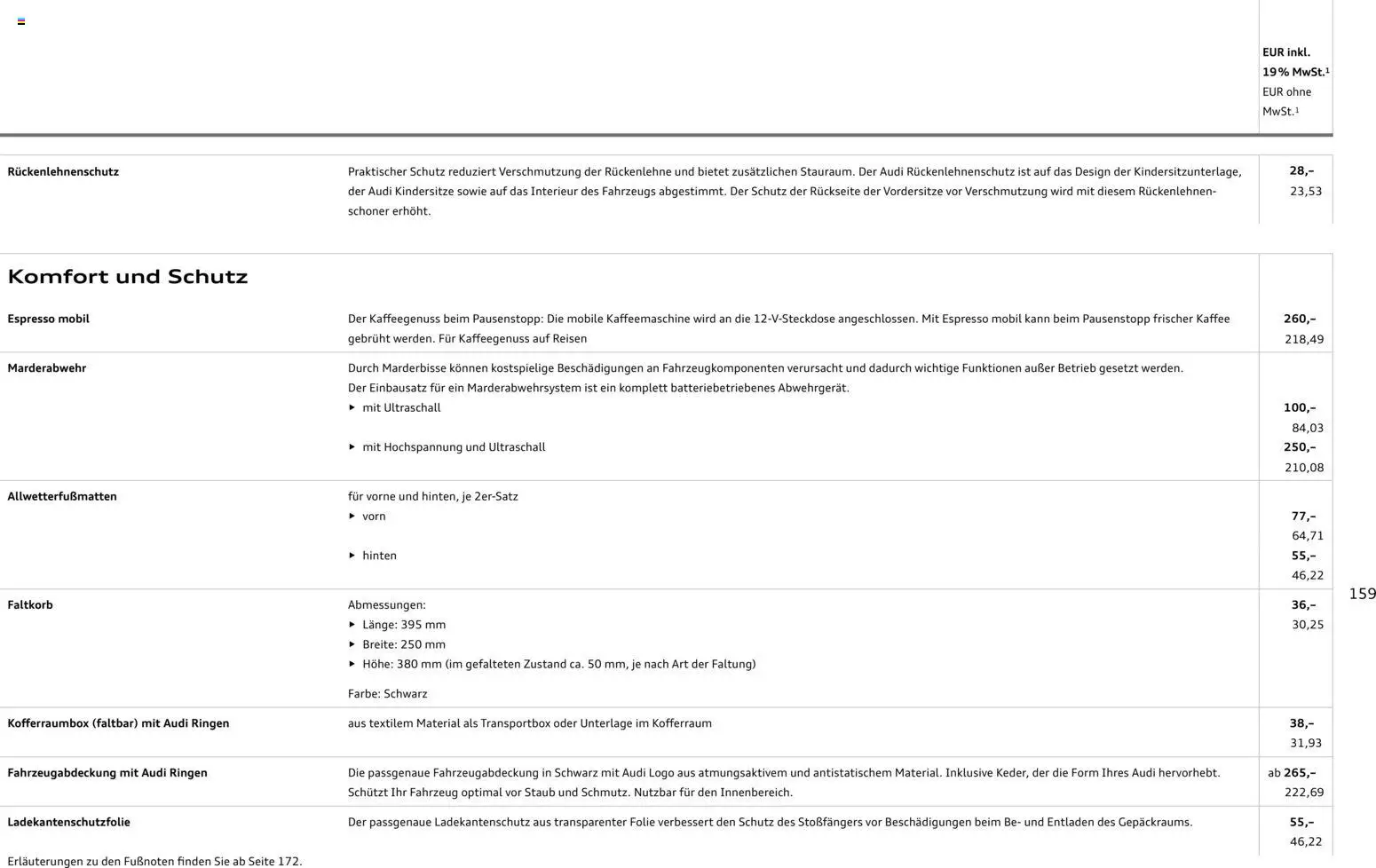 Audi Q5 – gültig ab 28.10.2025 | Seite: 159 | Produkte: Kaffeemaschine, Kaffee