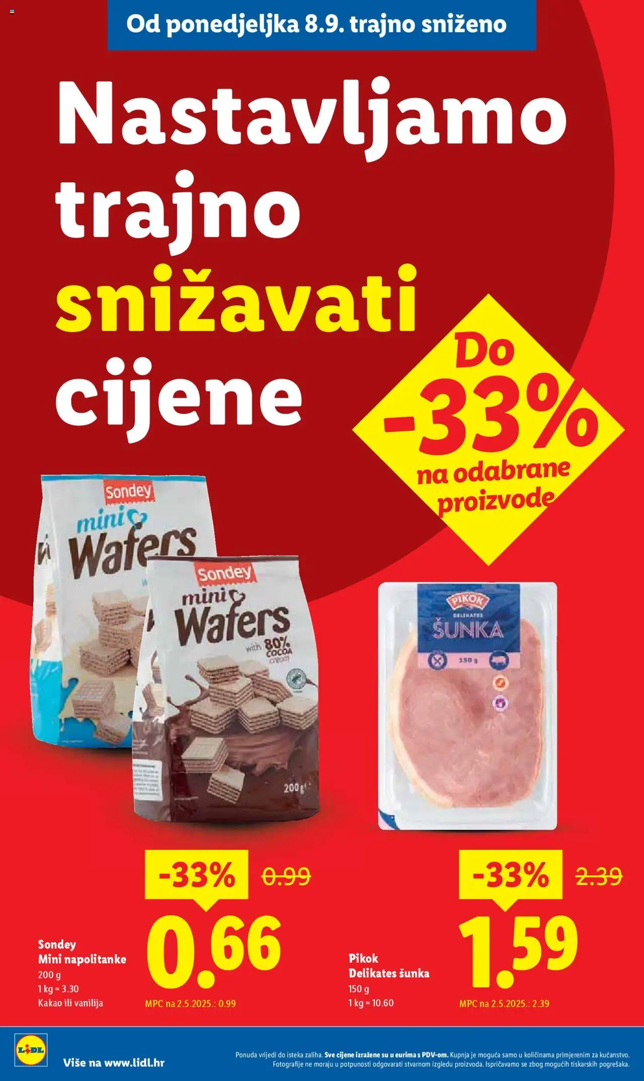 Lidl katalog | vrijedi od 08.09.2025 | Stranica: 2 | Proizvodi: Šunka, Napolitanke, Kakao
