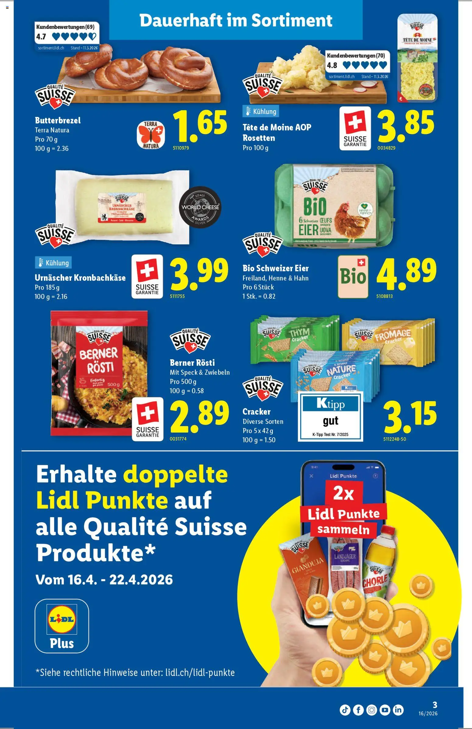 Lidl aktionen Qualité Suisse – gültig ab 16.04.2026 | Seite: 3 | Produkte: Eier, Zwiebeln