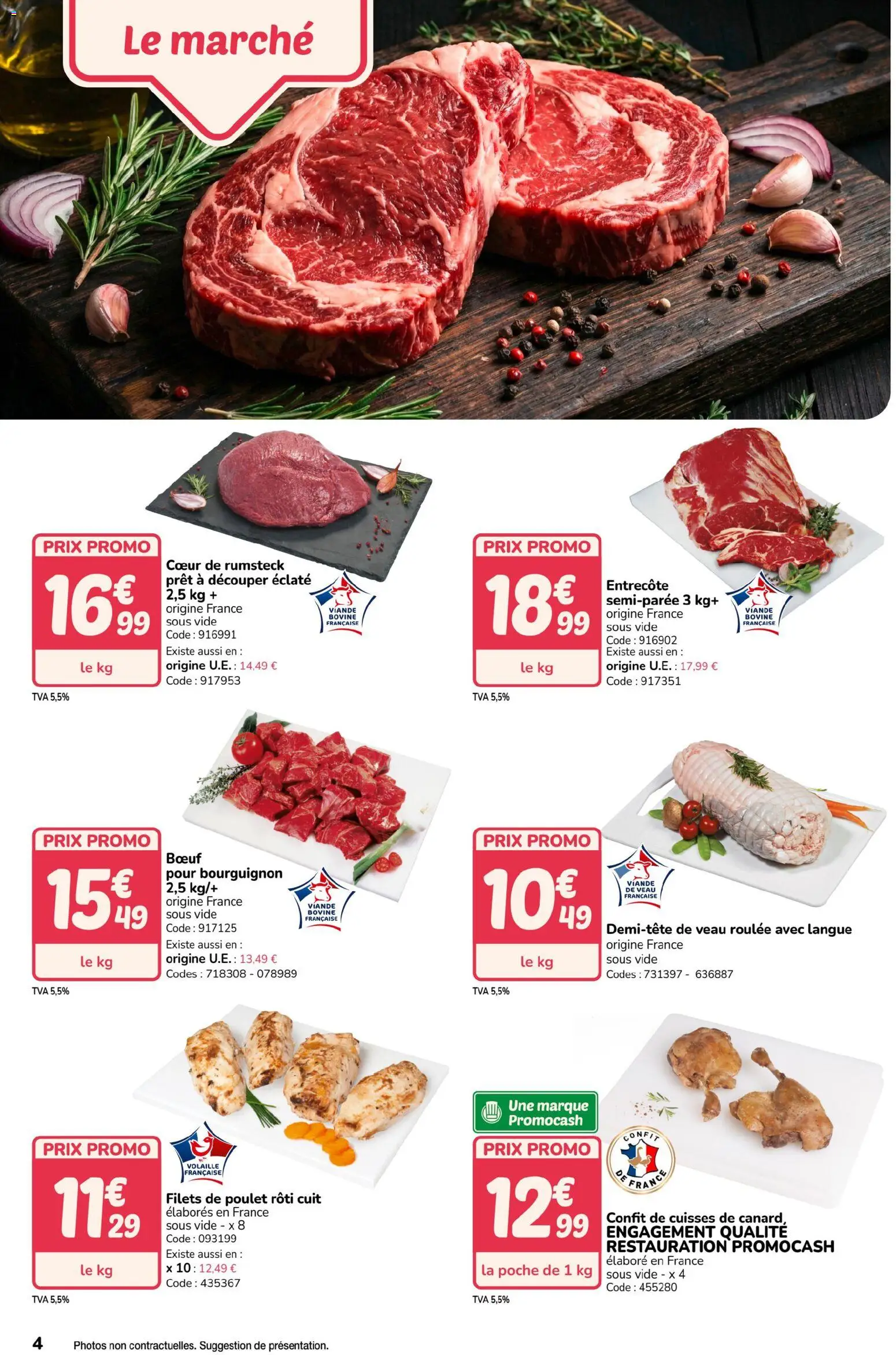 {H1} | Page: 4 | Produits: Volaille, Entrecôte, Viande, Rumsteck