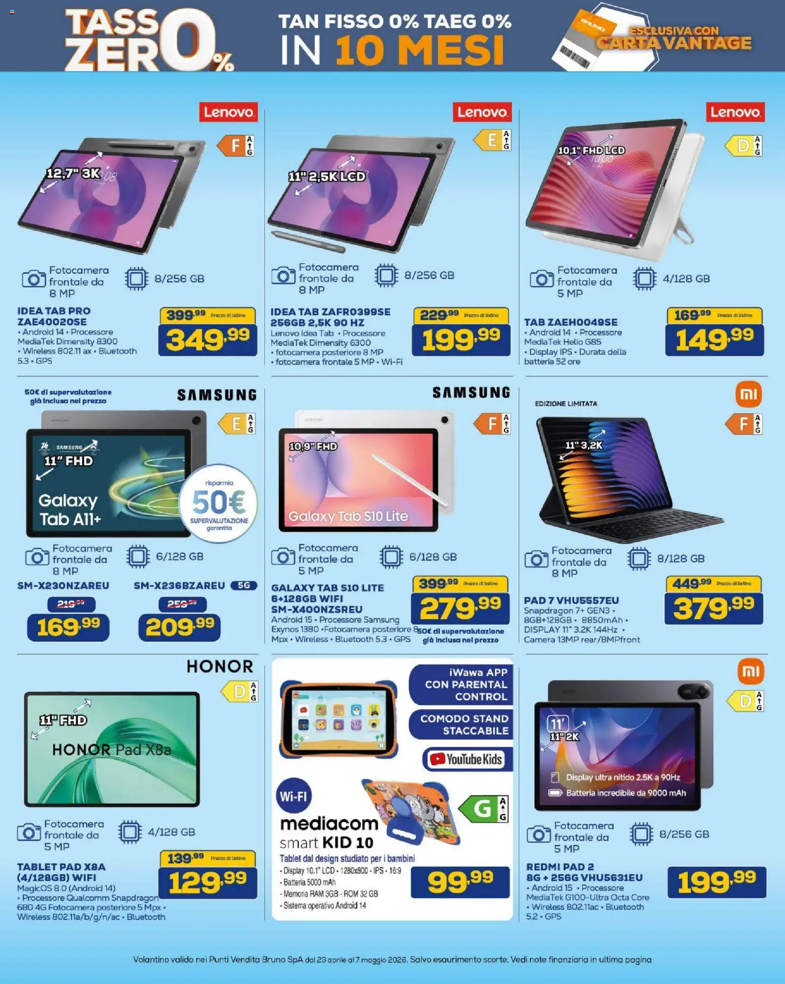 Volantino BRUNO del 23.04.2026 | Pagina: 16 | Prodotti: Tablet, Fotocamera, Batteria, Samsung