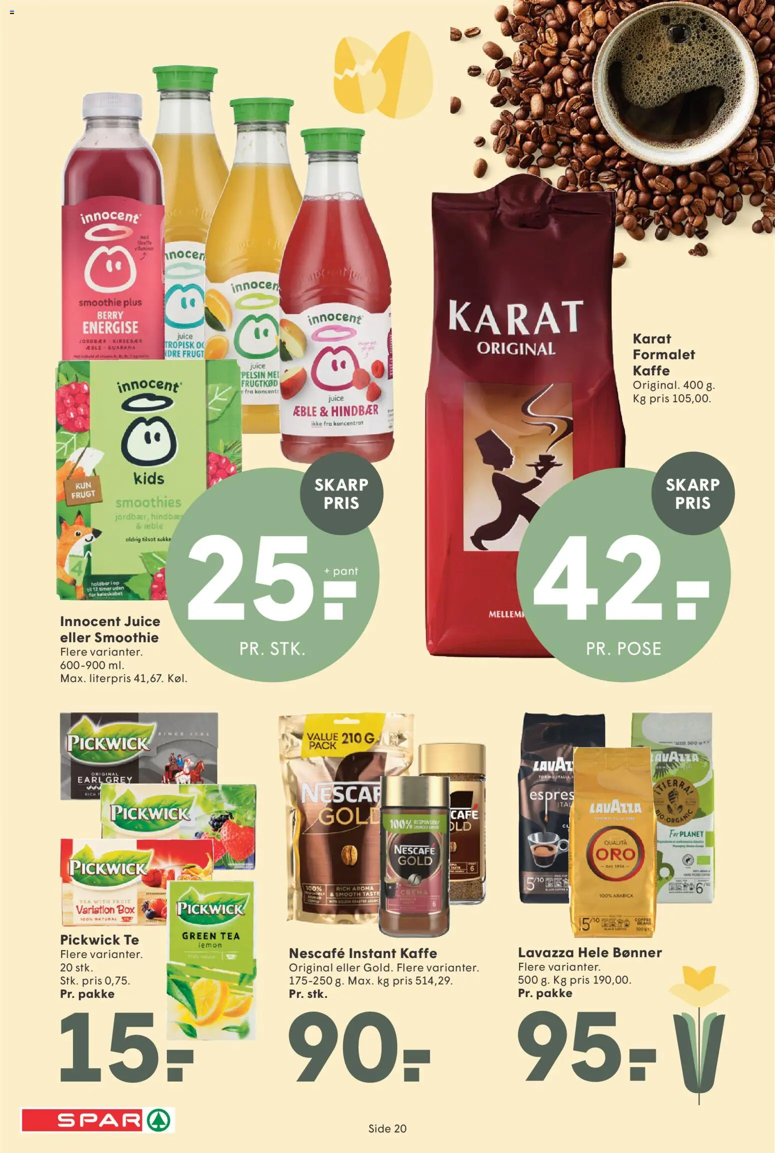 Spar tilbudsavis – gyldig fra 27.03.2026 | Side: 20 | Produkter: Bønner, Hindbær, Smoothie, Instant Kaffe