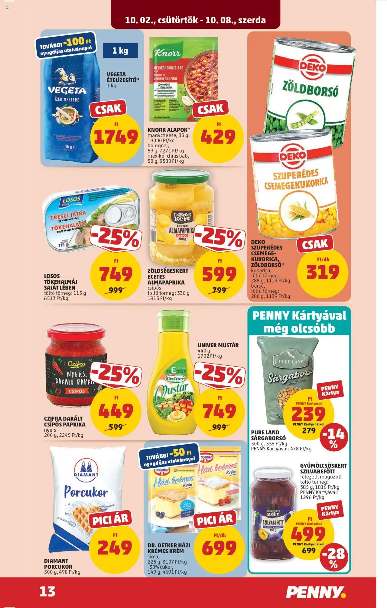 PENNY akciós ujság - amely érvényes a következő dátumtól: 02.10.2025 | Oldal: 18 | Termékek: Zöldborsó, Csemegekukorica, Almapaprika, Chilis bab