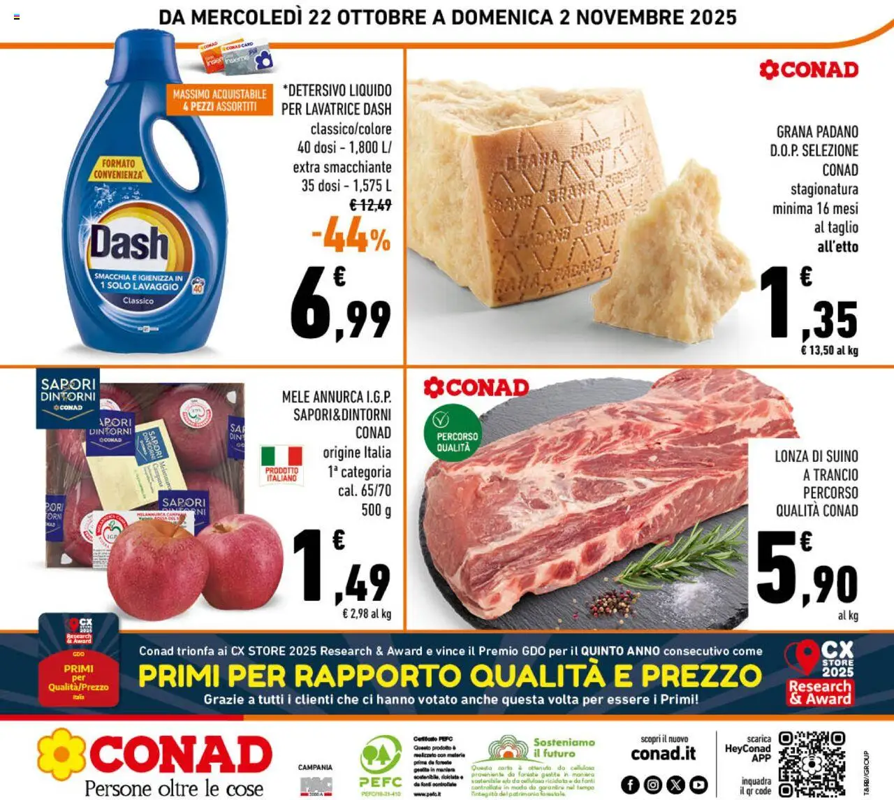 Volantino Conad del 22.10.2025 | Pagina: 28 | Prodotti: Mele, Suino, Lavatrice, Grana Padano