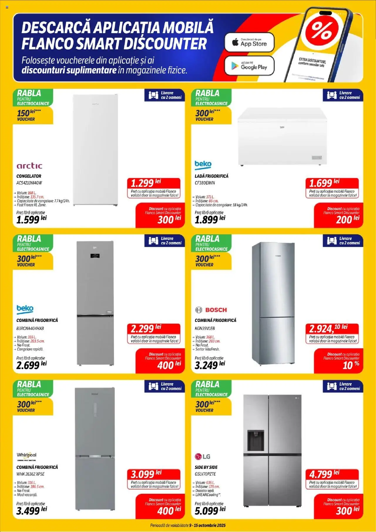 Noul catalog Flanco – valabil de la 09.10.2025 | Pagină: 9 | Produse: Congelator, Combină frigorifică, Ladă frigorifică