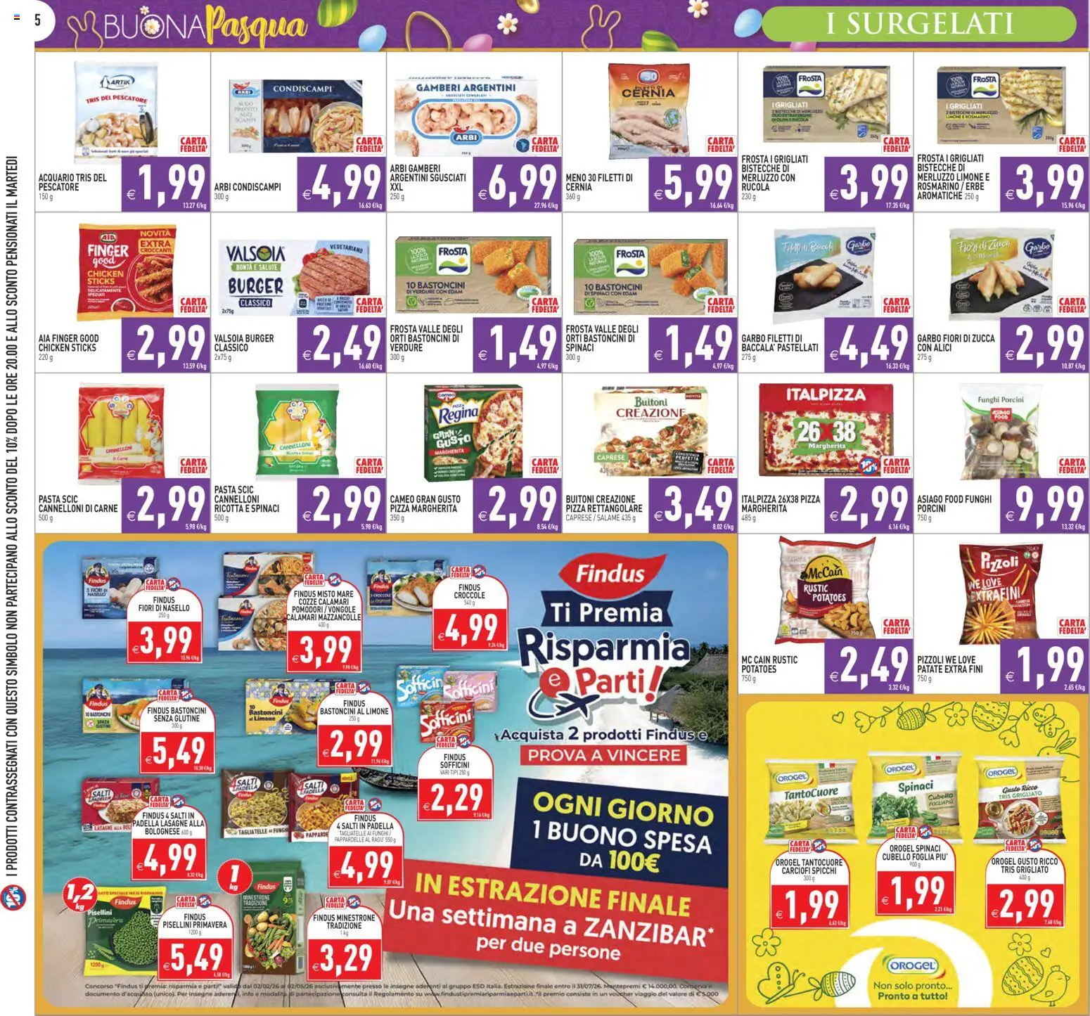 Volantino PIM Supermercati del 27.03.2026 | Pagina: 5 | Prodotti: Tagliatelle, Cozze, Funghi, Carciofi
