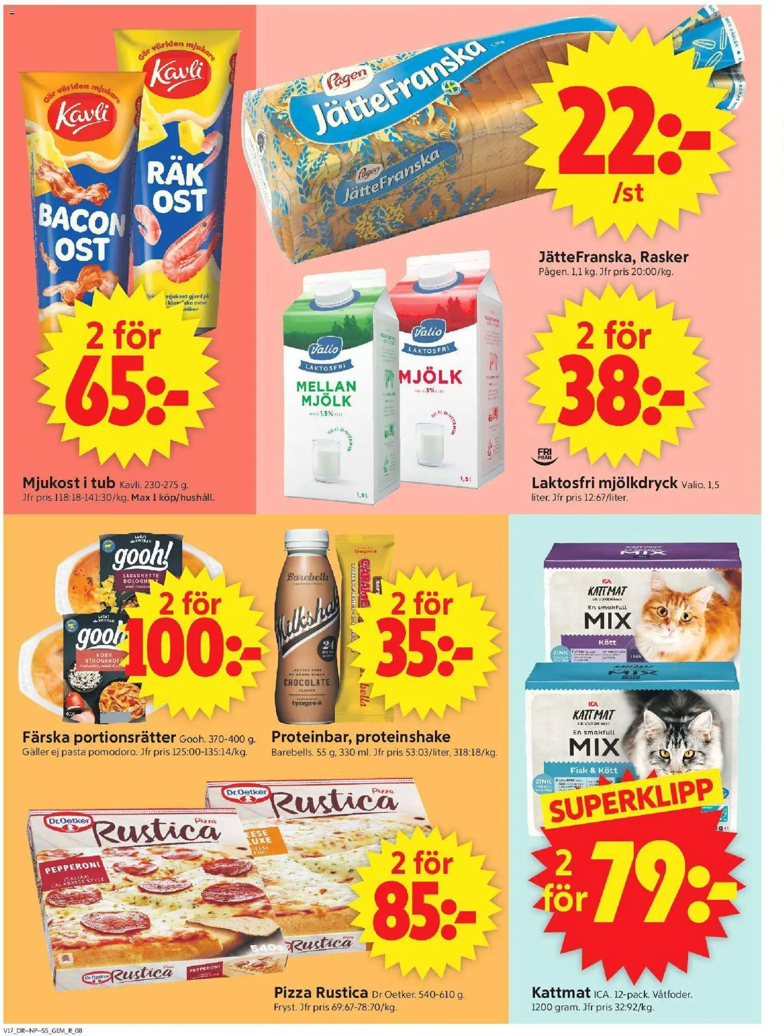 ICA Supermarket reklamblad aktuell från 20.04.2026 | Sida: 10 | Produkter: Pizza, Mjukost, Pasta, Kattmat