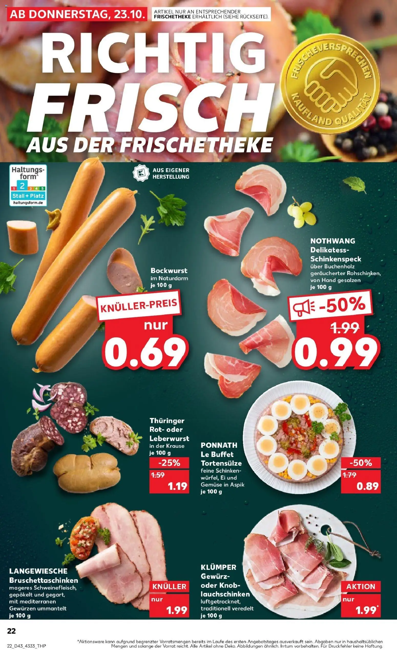 Kaufland prospekt Greifswald	 – gültig ab 27.10.2025 | Seite: 22 | Produkte: Bockwurst, Gemüse, Schinken