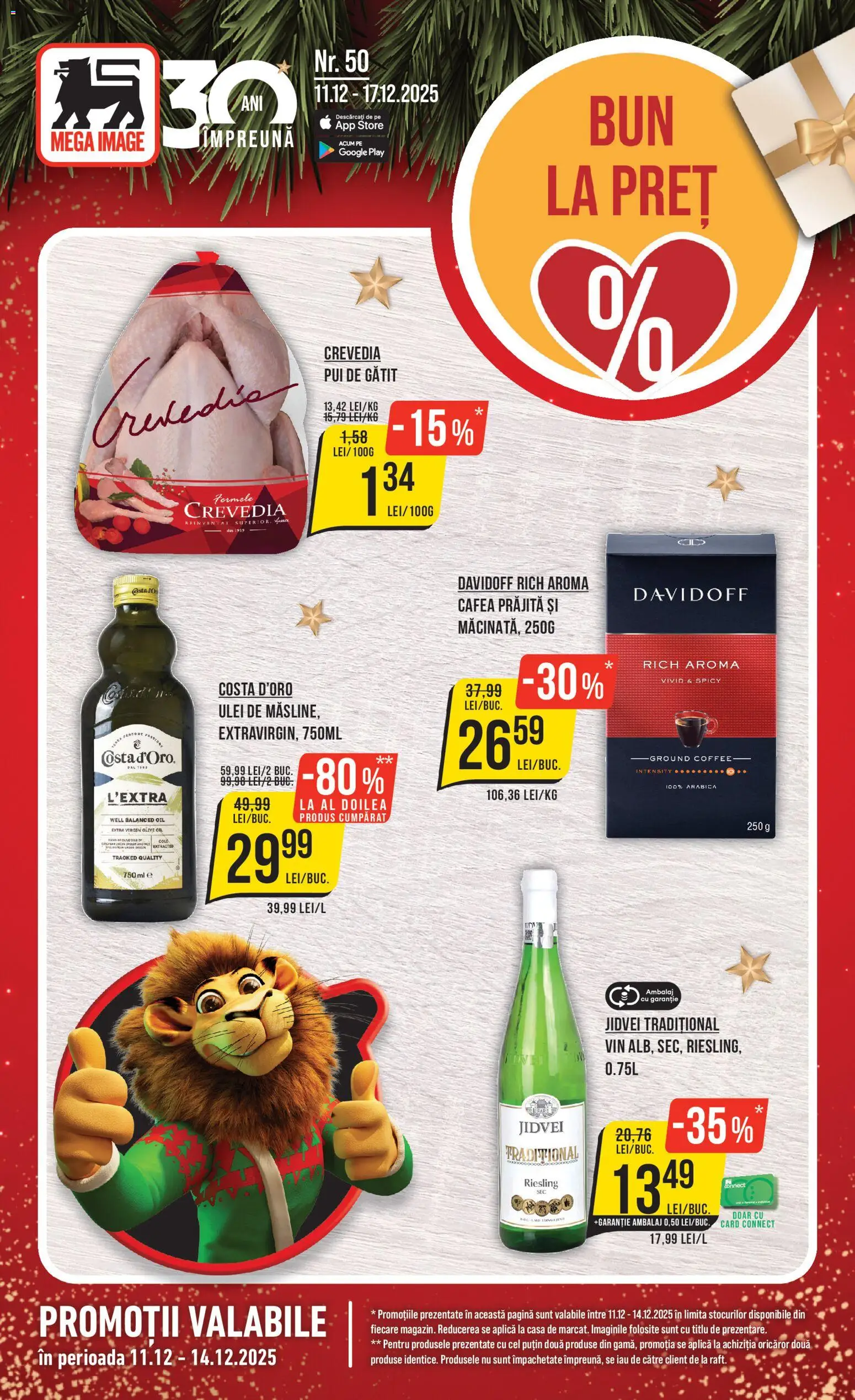 Noul catalog Mega Image – valabil de la 11.12.2025 | Pagină: 1 | Produse: Hacıyatmaz Kedi Oyuncağı, Ulei, Cafea, Vin