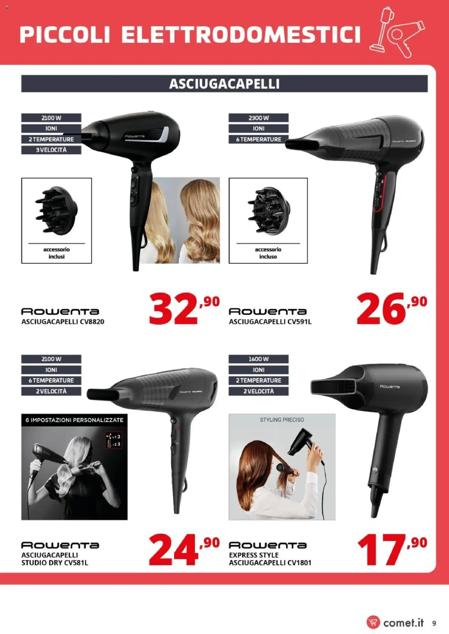 Volantino Comet del 10.04.2026 | Pagina: 9 | Prodotti: Asciugacapelli