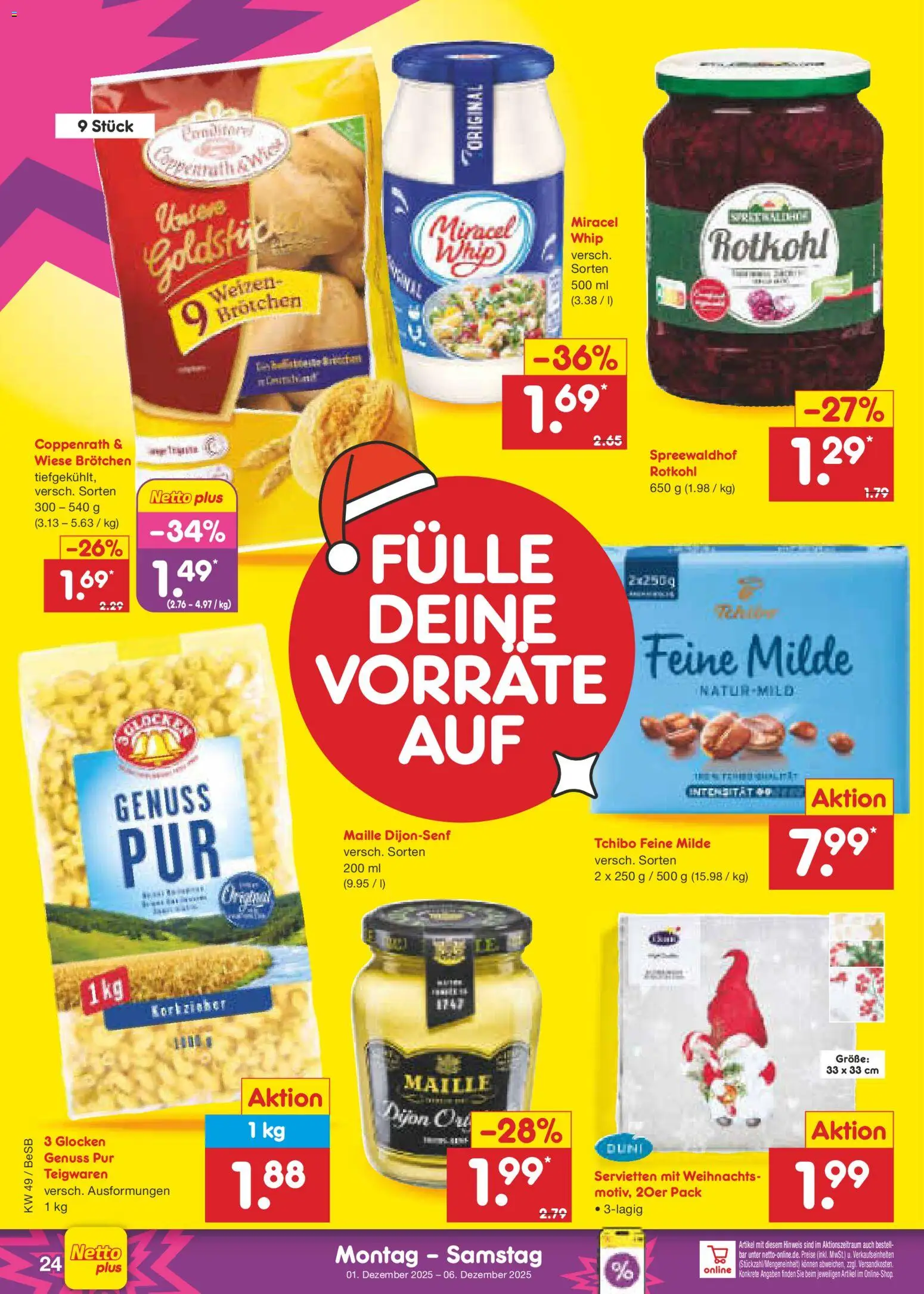 Netto Marken-Discount Prospekt 	 – gültig ab 01.12.2025 | Seite: 26 | Produkte: Rotkohl, Miracel whip