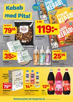 City Gross reklamblad aktuell från 11.08.2025 | Sida: 9 | Produkter: Pitabröd, Kebabsås, Falafel, Hallon