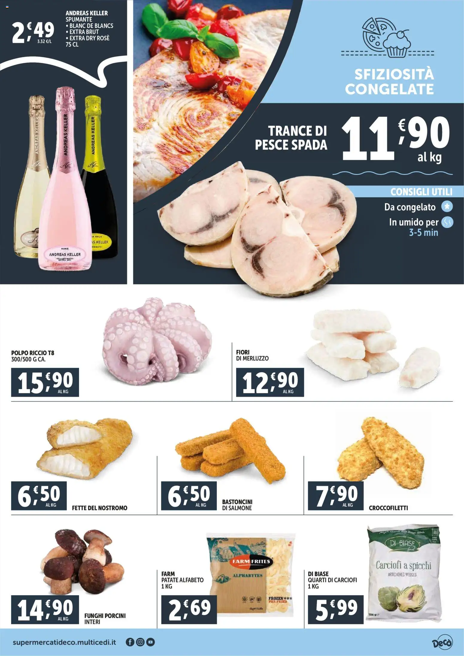 Volantino Decò del 30.01.2026 | Pagina: 3 | Prodotti: Salmone, Merluzzo, Patate, Spumante