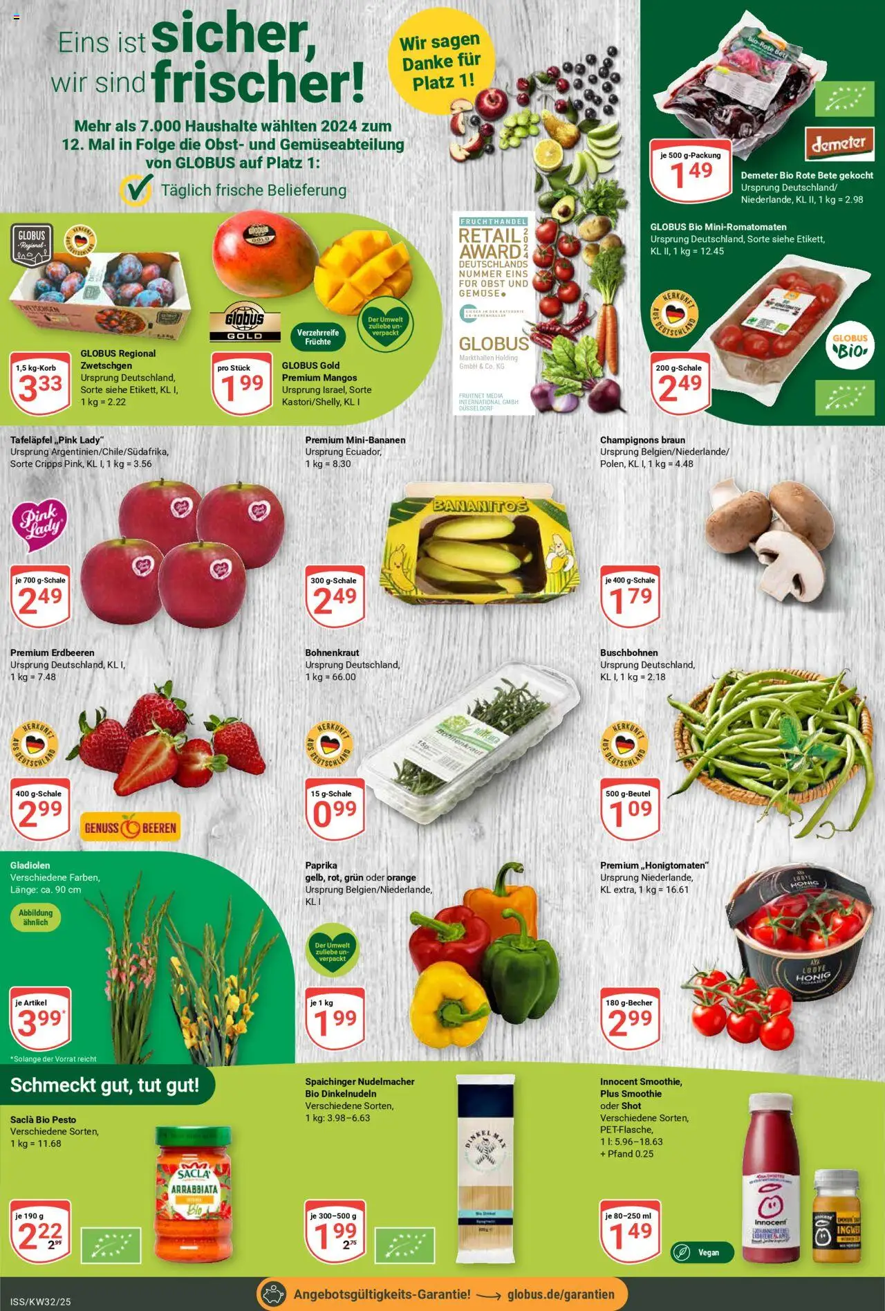 Globus Prospekt 	 - gültig ab dem 04.08.2025 | Seite: 10 | Produkte: Champignons, Gemüse, Paprika, Obst