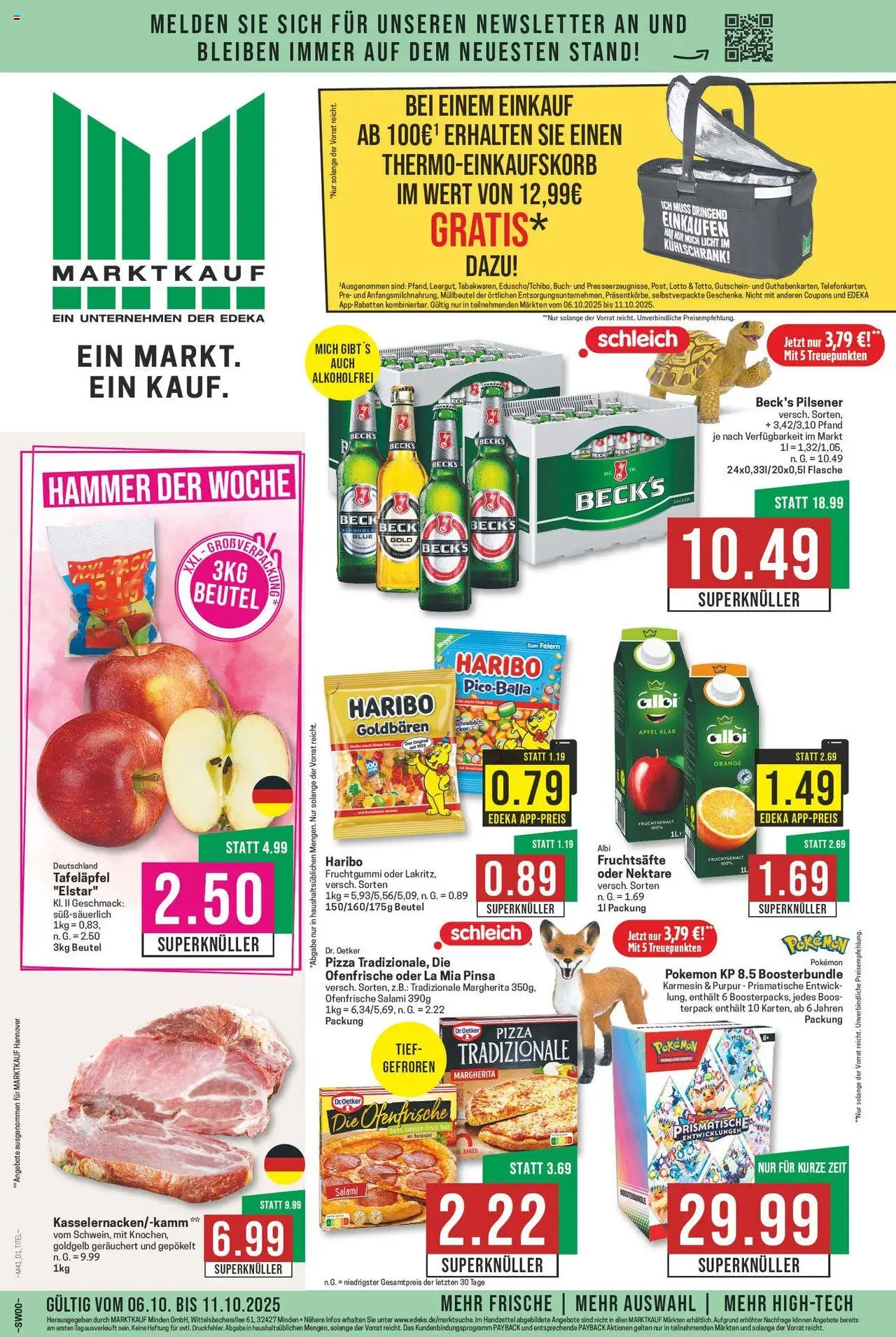 Marktkauf Prospekt 	 – gültig ab 06.10.2025 | Seite: 1 | Produkte: Haribo, Kühlschrank, Äpfel, Ofenfrische