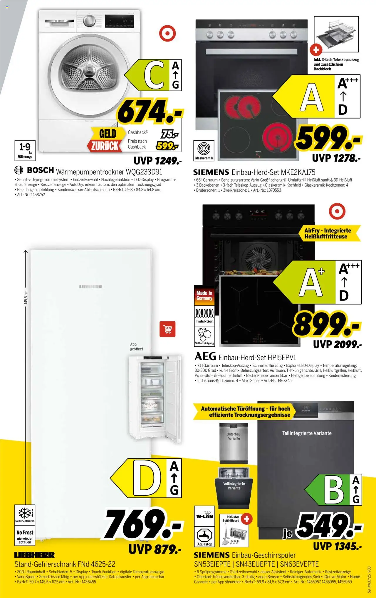 Medimax Prospekt 	 – gültig ab 05.09.2025 | Seite: 9 | Produkte: Bosch, Siemens, AEG, Heißluftfritteuse