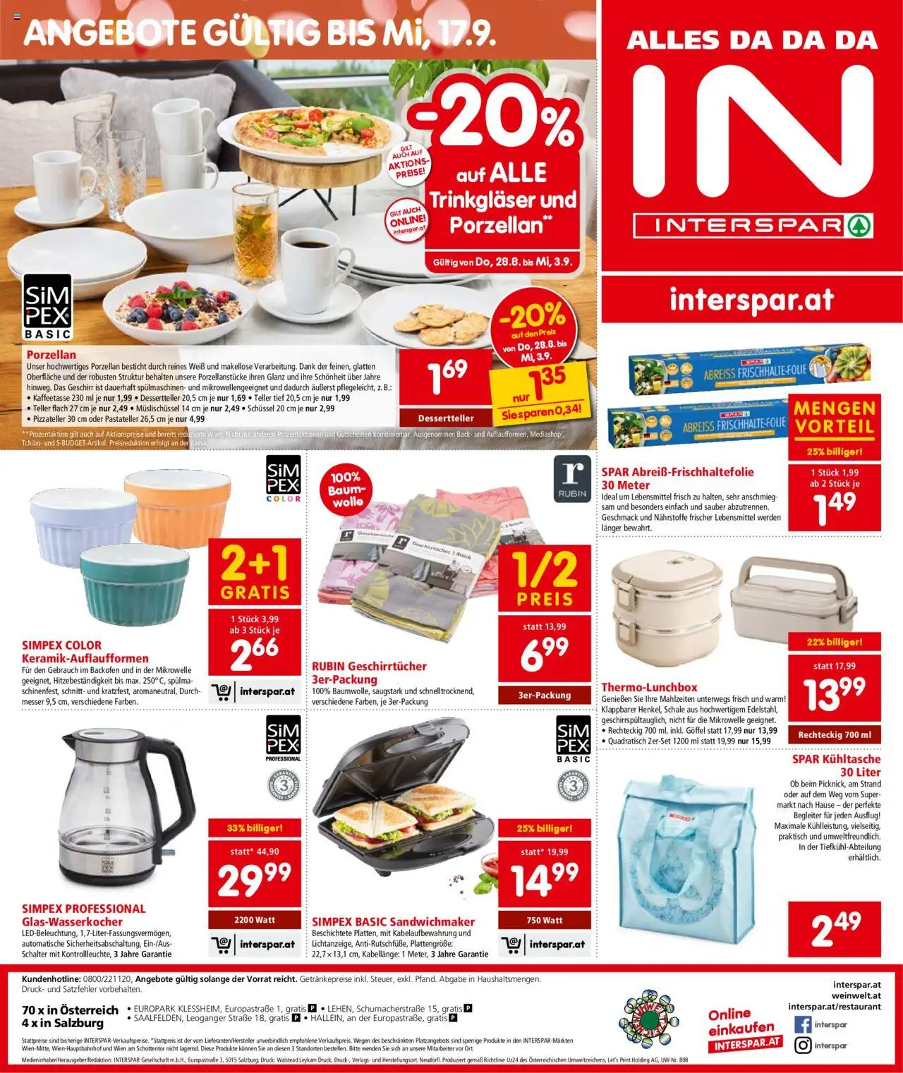 Interspar Flugblatt - Salzburg gültig ab 28.08.2025 | Seite: 20 | Produkte: Libacomb, Mikrowelle, Sandwichmaker