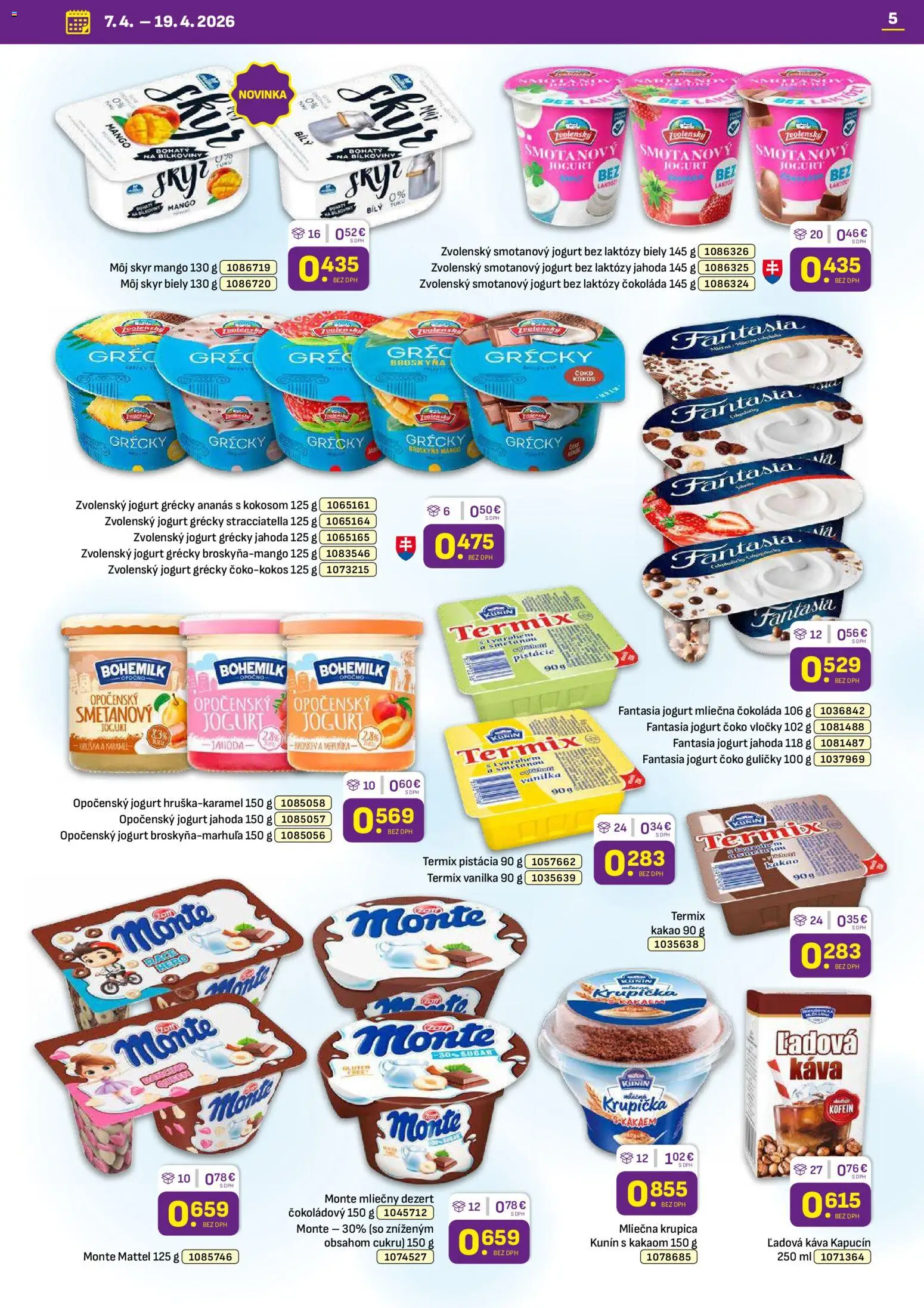 Nové Libex akcie – leták je platný od 07.04.2026 | Strana: 5 | Produkty: Čokoláda, Mango, Krupica, Kakao