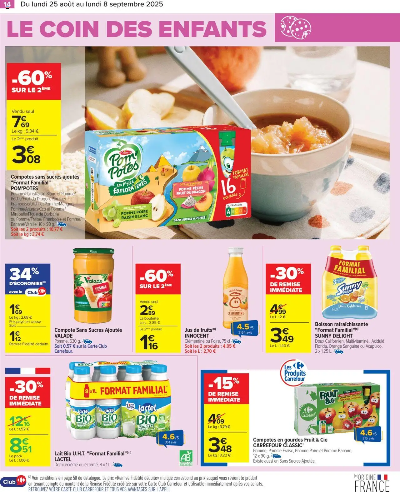  | Page: 16 | Produits: Orange, Pêche, Lait bio, Lait