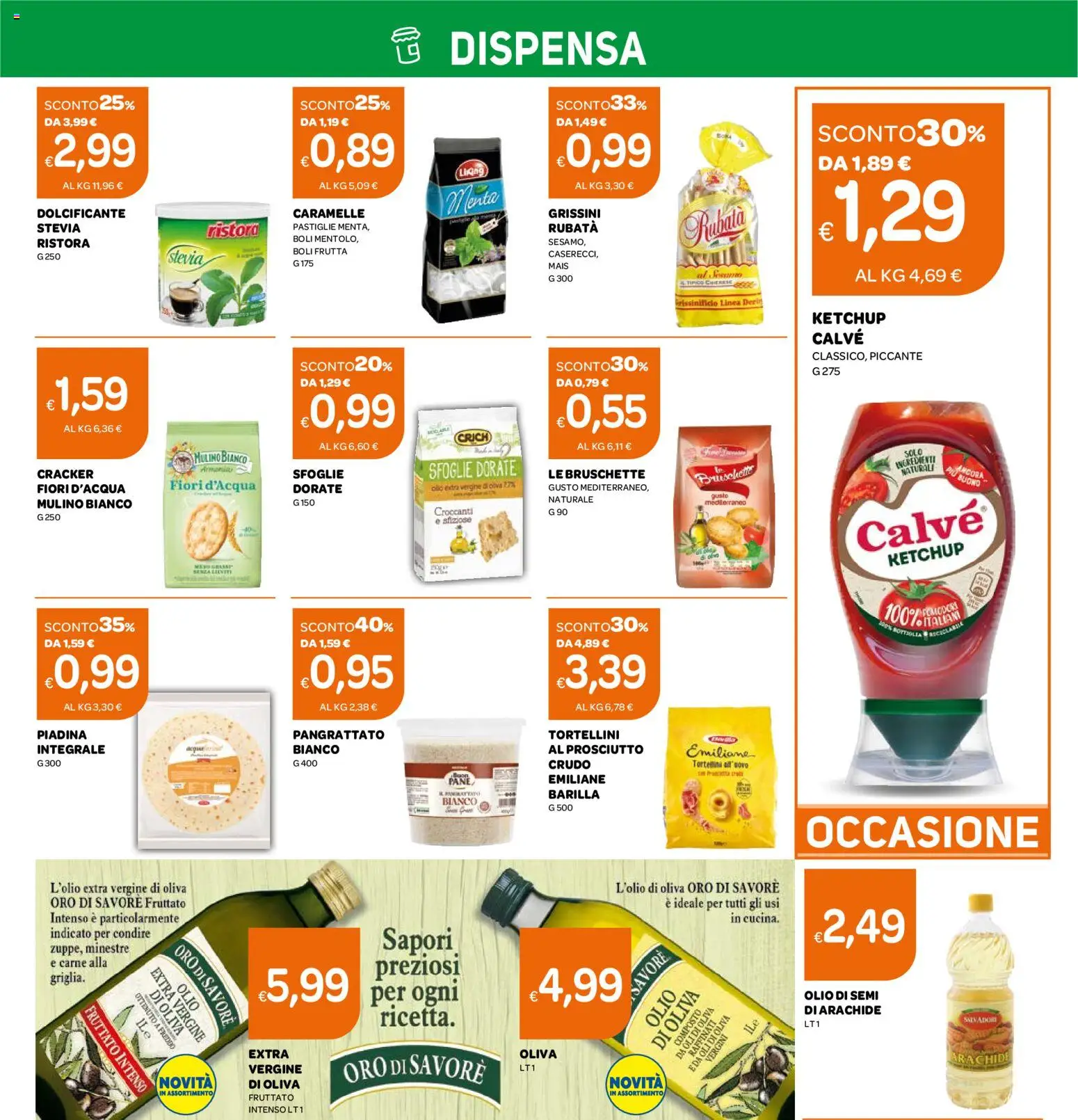 Volantino Ekom del 02.01.2026 | Pagina: 3 | Prodotti: Stevia, Olio, Piadina, Grissini