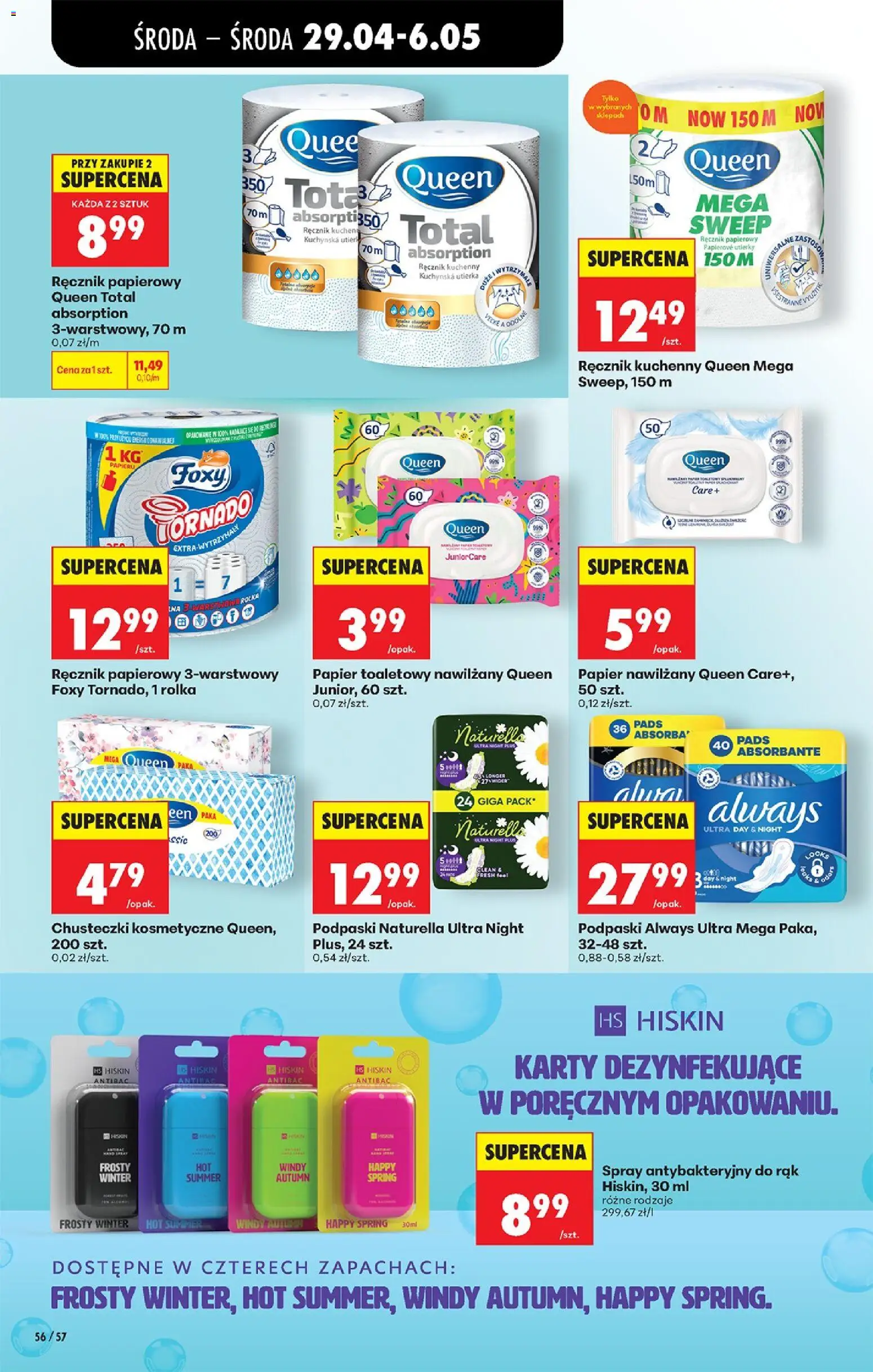 Biedronka gazetka od środy od 29.04.2026 | Strona: 89 | Produkty: Papier toaletowy, Podpaski always, Podpaski, Ręcznik papierowy