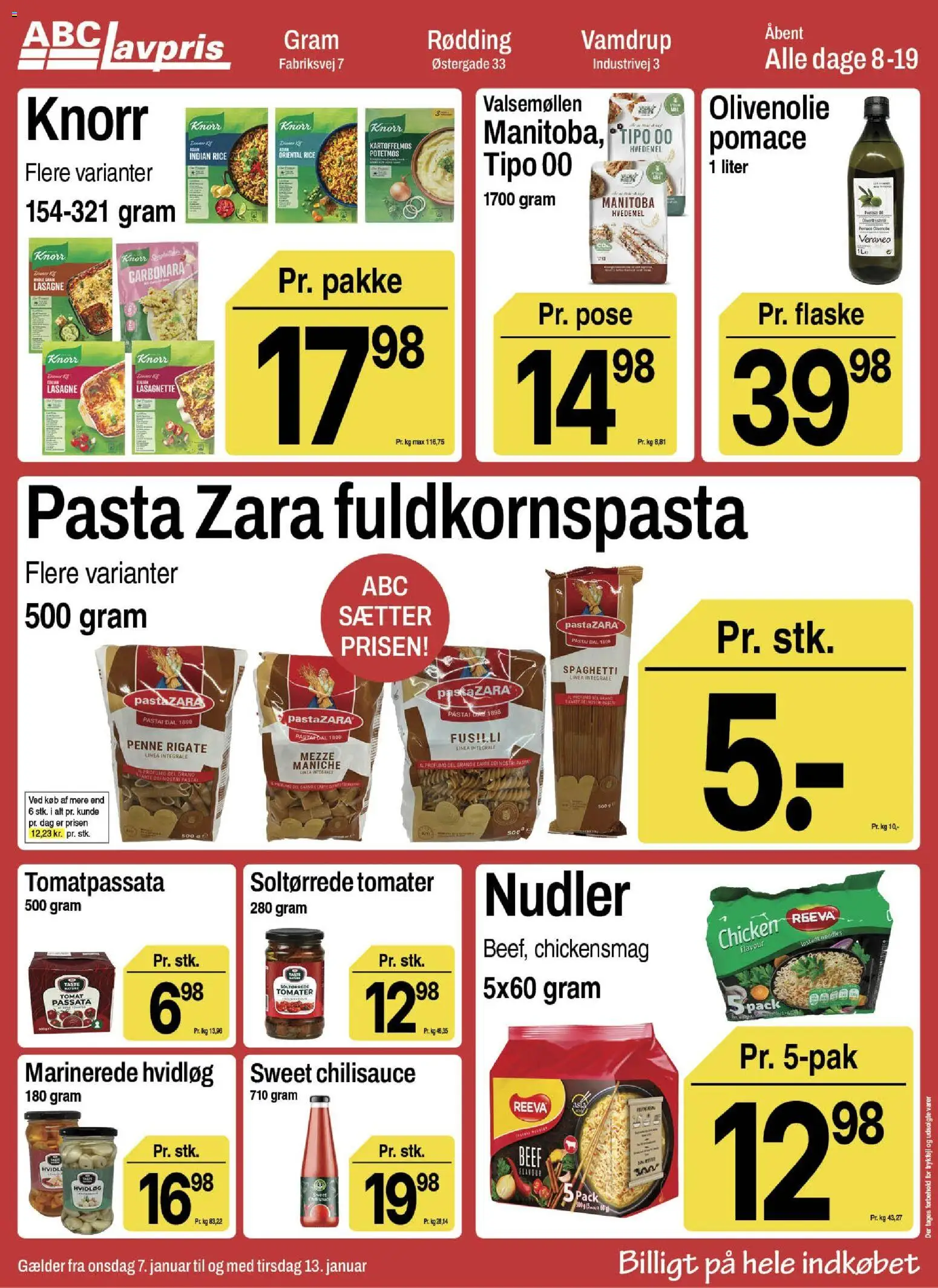 Abc Lavpris tilbudsavis – gyldig fra 07.01.2026 | Side: 7 | Produkter: Spaghetti, Pasta, Hvidløg, Olivenolie