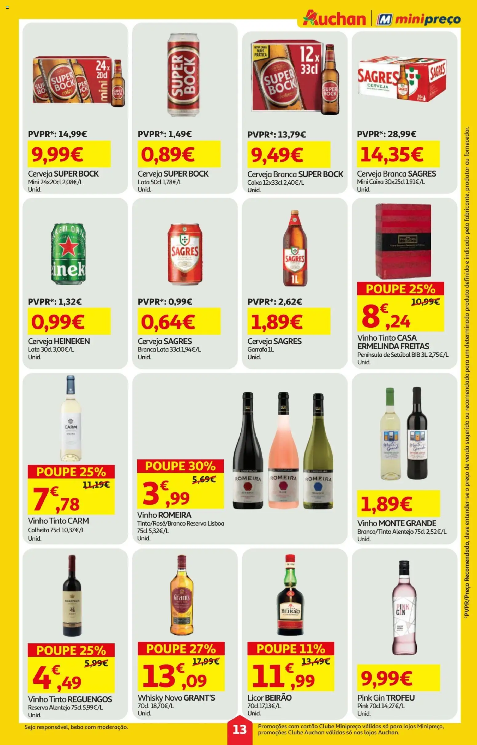 Minipreço folheto │ válido de 09.04.2026 | Página: 13 | Produtos: Caixa, Vinho, Cerveja, Vinho tinto