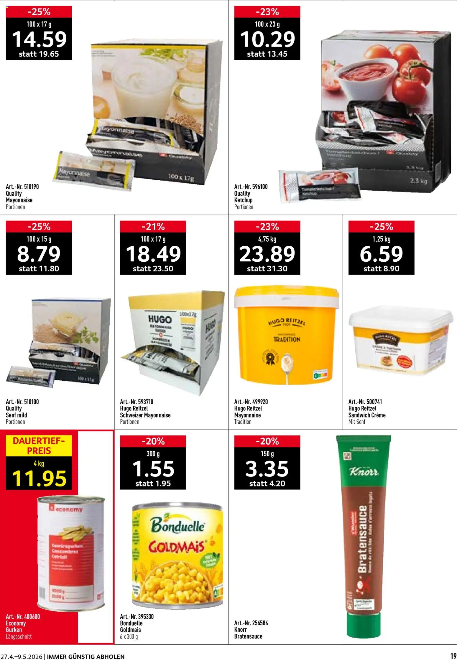 Prodega aktionen Kiosk – gültig ab 27.04.2026 | Seite: 19 | Produkte: Ketchup, Mayonnaise, Gurken, Creme