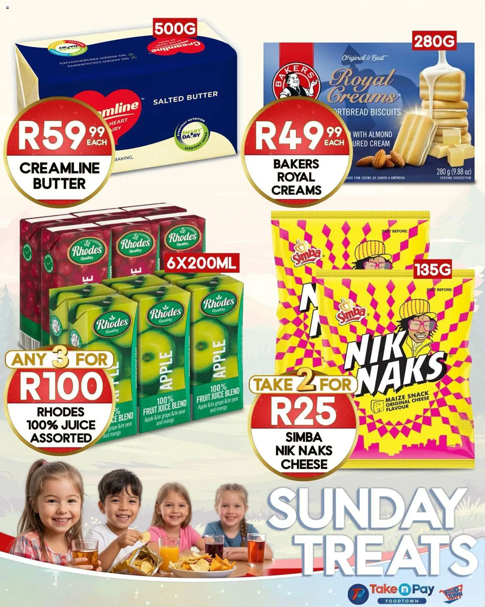 New Take n Pay catalogue – valid from 19.04.2026 | Page: 4 | Products: Butter, Cheese, Juice, Cream