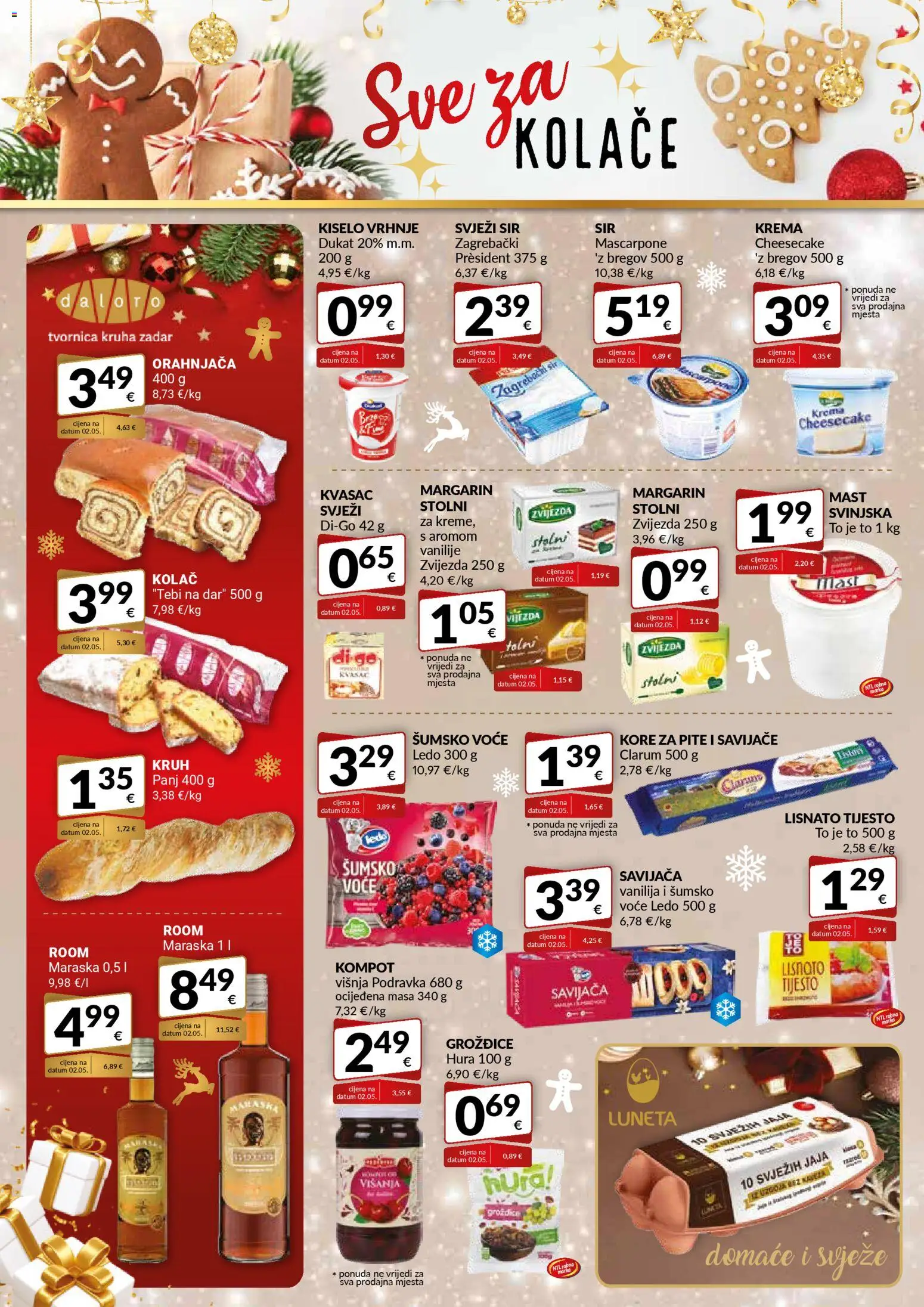 Bakmaz katalog | vrijedi od 18.12.2025 | Stranica: 4 | Proizvodi: Kruh, Margarin, Svježi sir, Grožđice