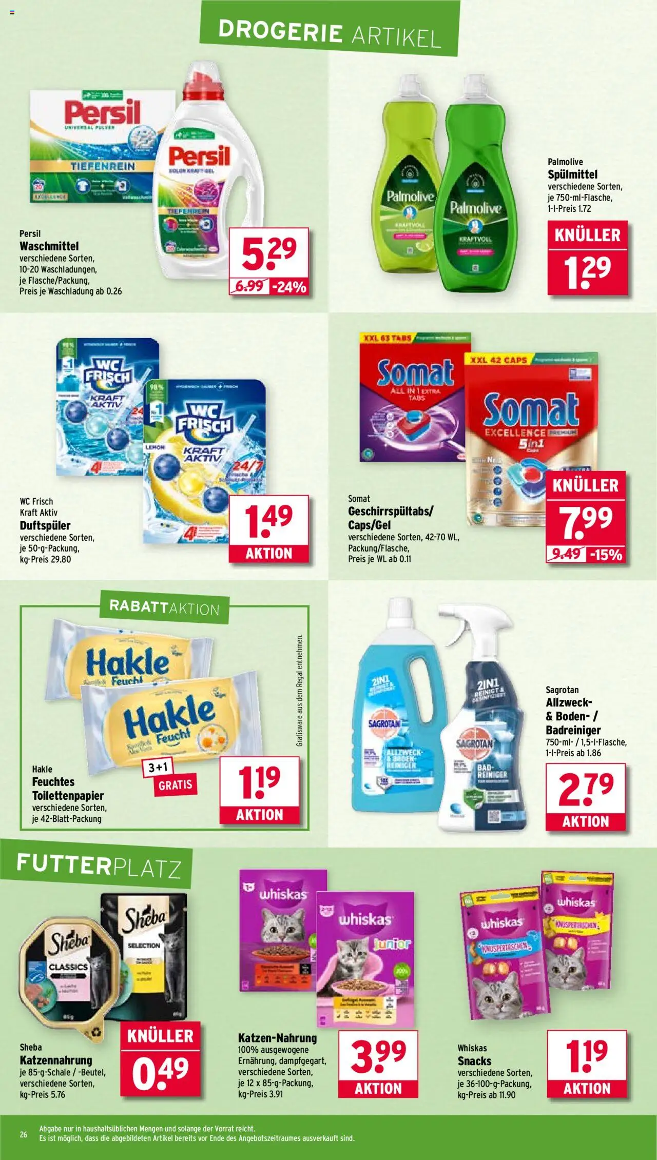 Wasgau Prospekt 	 – gültig ab 22.09.2025 | Seite: 26 | Produkte: Bad, Persil, Whiskas, Toilettenpapier